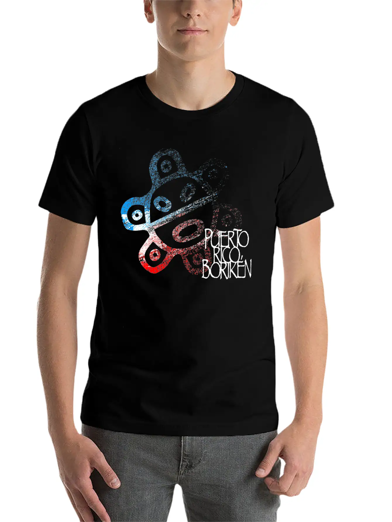 Sun Taino Puerto Rico Flag Colors Grunge Style Essential Unisex Summer Tee – Soft Cotton Casual Fit