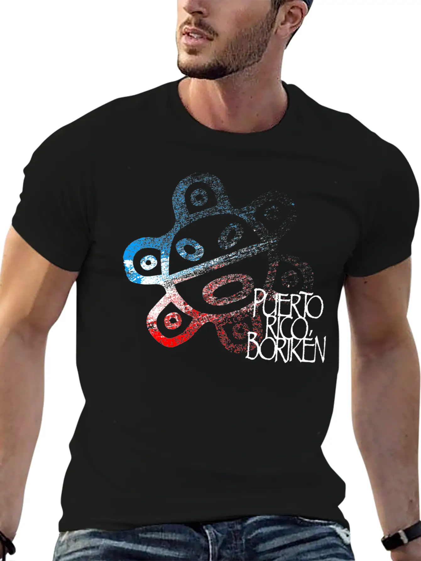 Sun Taino Puerto Rico Flag Colors Grunge Style Essential Unisex Summer Tee – Soft Cotton Casual Fit