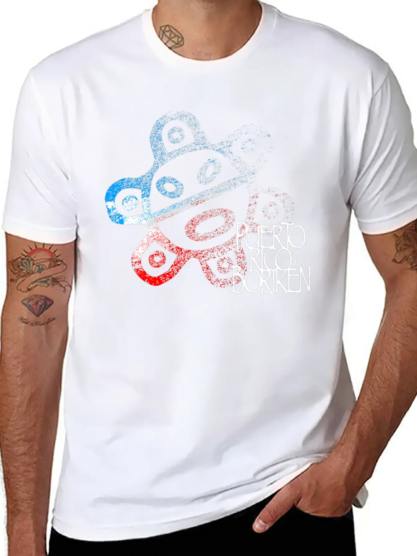 Sun Taino Puerto Rico Flag Colors Grunge Style Essential Unisex Summer Tee – Soft Cotton Casual Fit