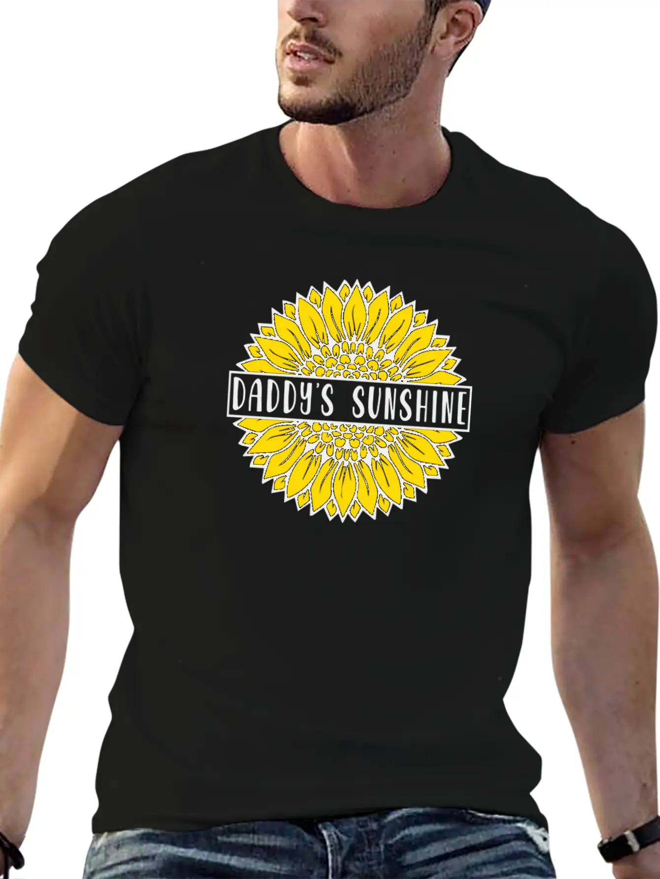 Sunflower Daddys Sunshine Unisex Short Sleeve Soft Cotton T-Shirt – Casual Everyday Wear