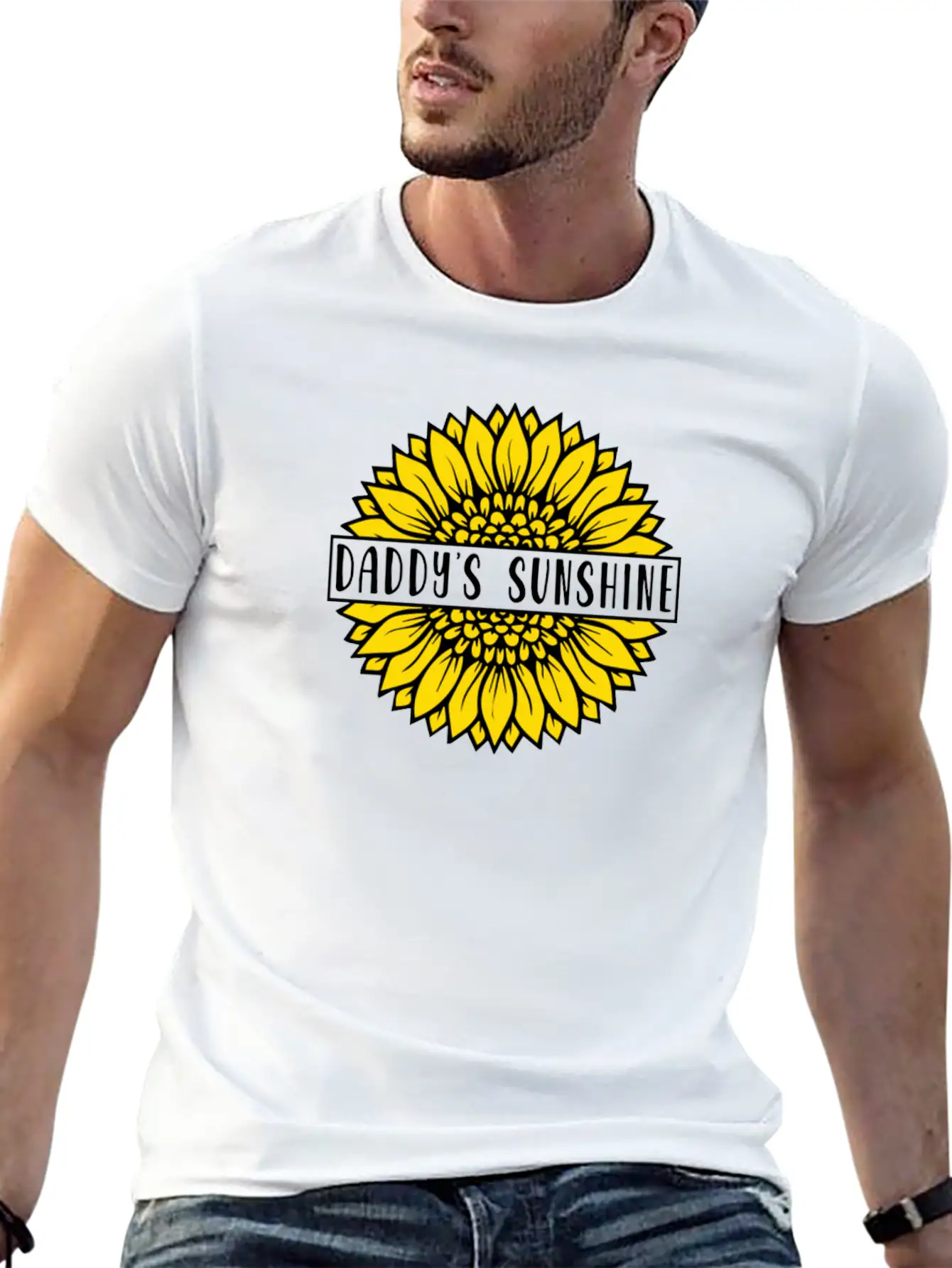 Sunflower Daddys Sunshine Unisex Short Sleeve Soft Cotton T-Shirt – Casual Everyday Wear