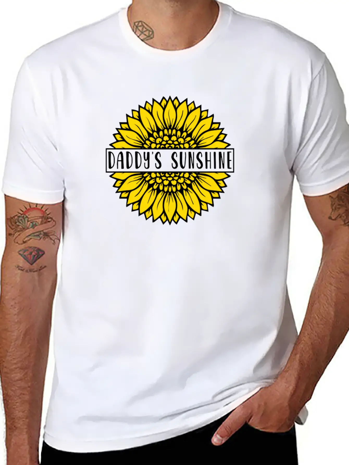 Sunflower Daddys Sunshine Unisex Short Sleeve Soft Cotton T-Shirt – Casual Everyday Wear