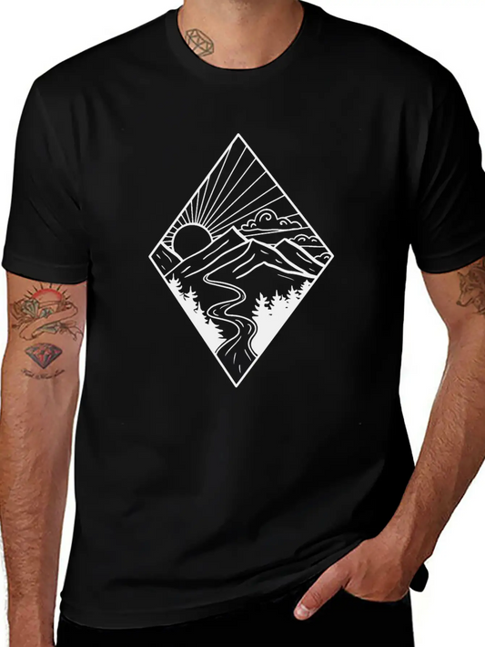 Sunrise Diamond Mountain And River Stylish Everyday T-Shirt – Unisex Basic Cotton Tee