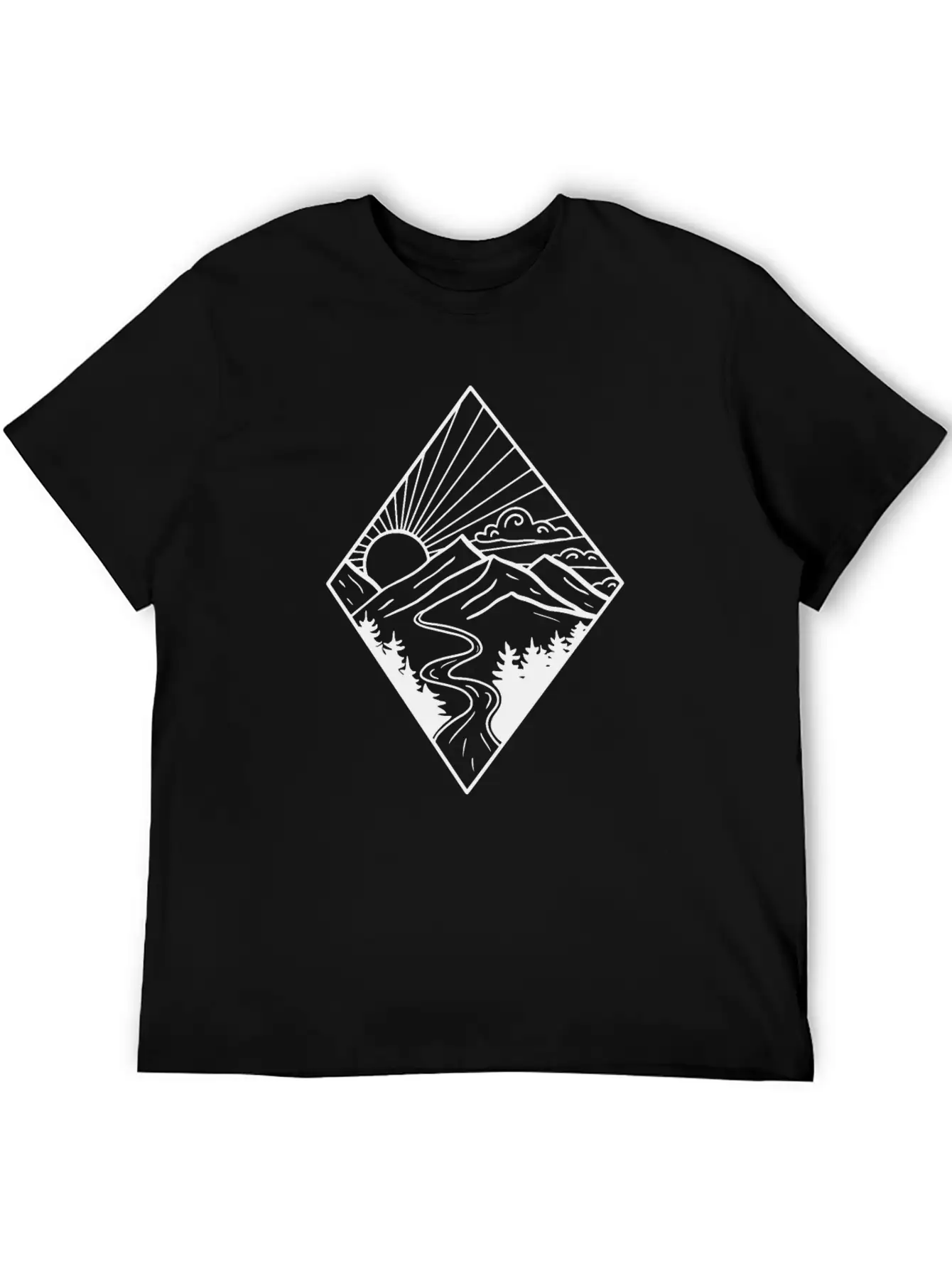 Sunrise Diamond Mountain And River Stylish Everyday T-Shirt – Unisex Basic Cotton Tee