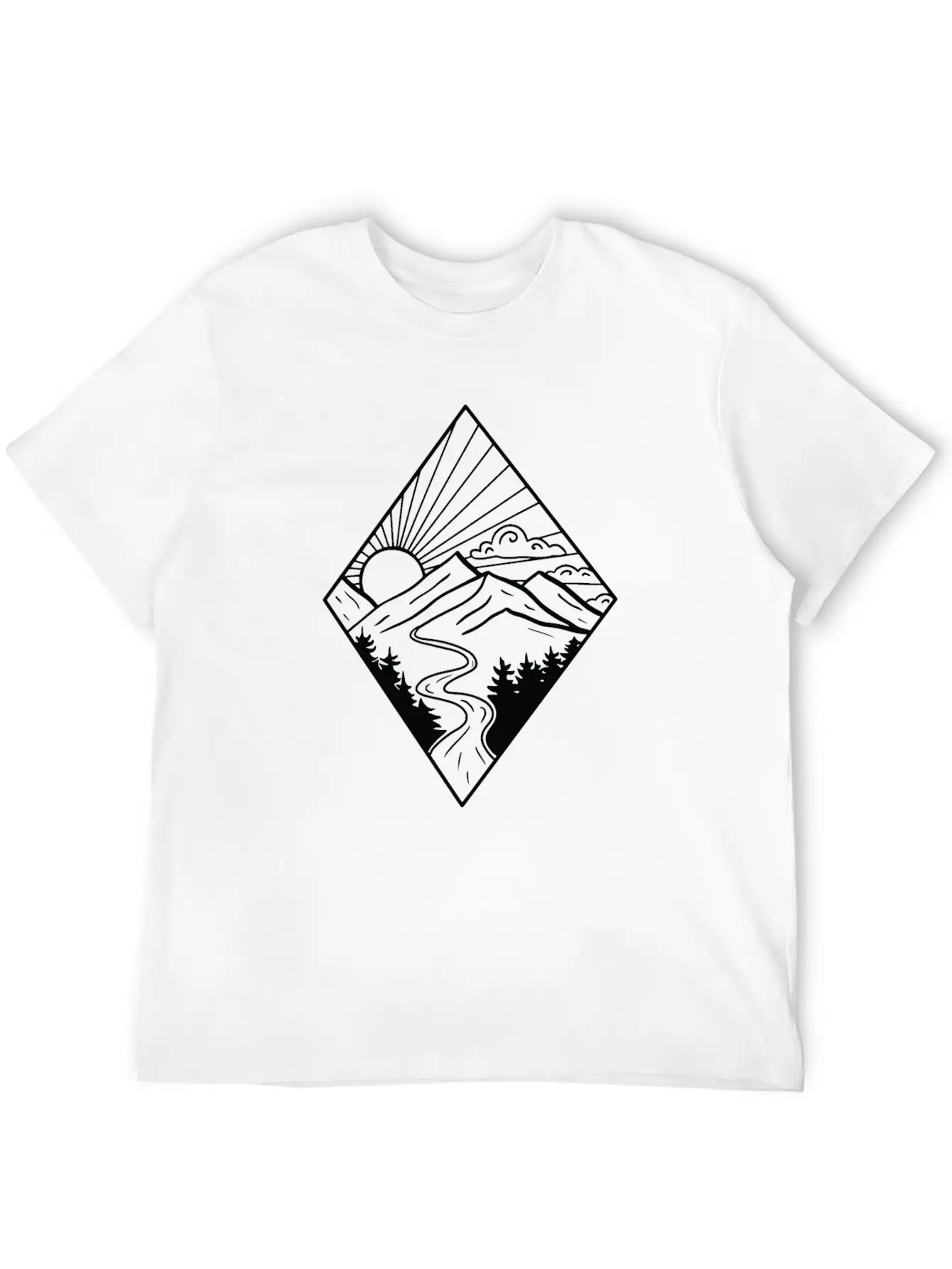 Sunrise Diamond Mountain And River Stylish Everyday T-Shirt – Unisex Basic Cotton Tee