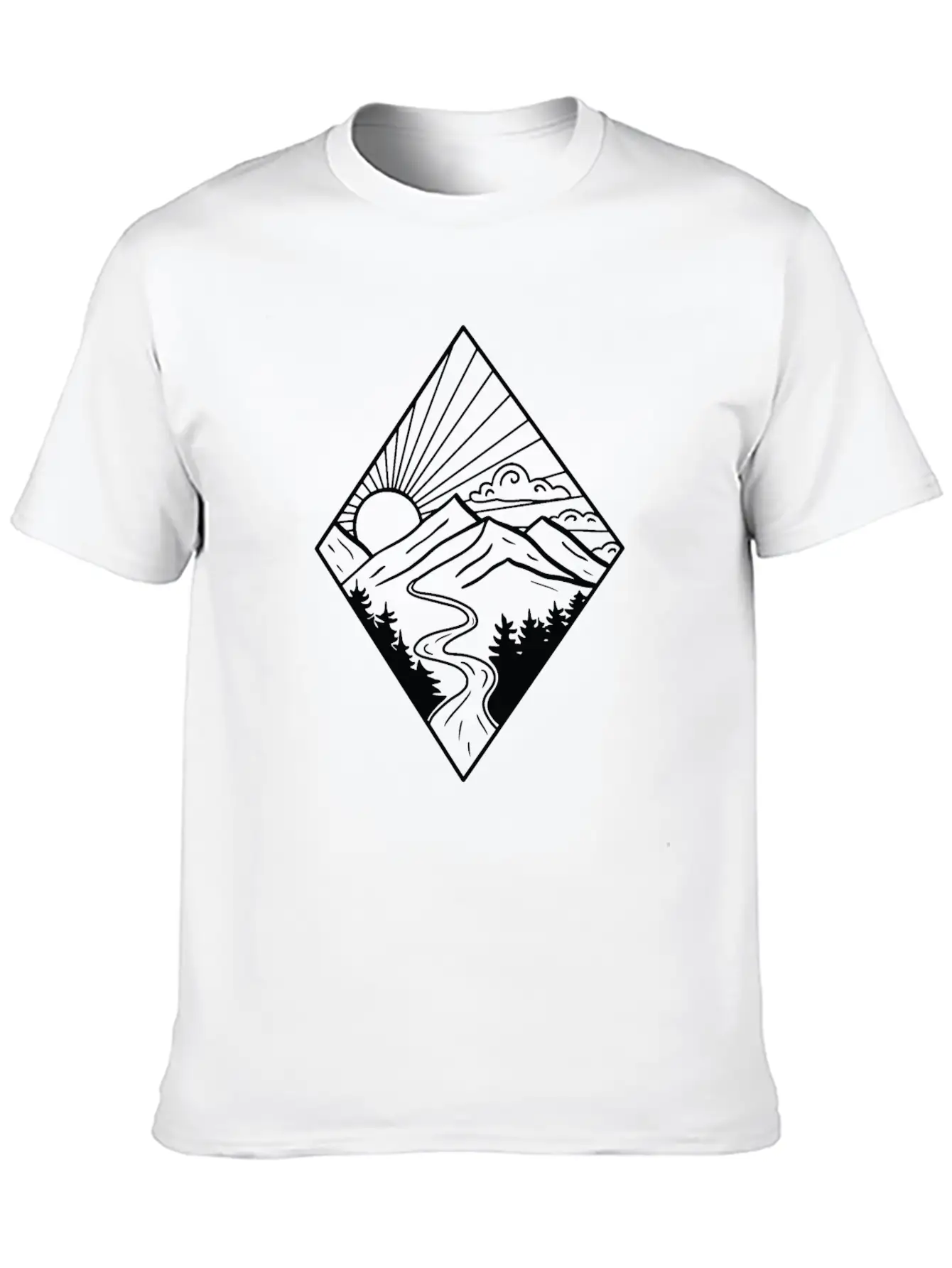 Sunrise Diamond Mountain And River Stylish Everyday T-Shirt – Unisex Basic Cotton Tee