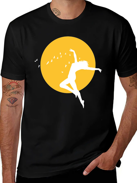 Sunset Freedom Dance Silhouette Design Stylish Everyday T-Shirt – Unisex Basic Cotton Tee