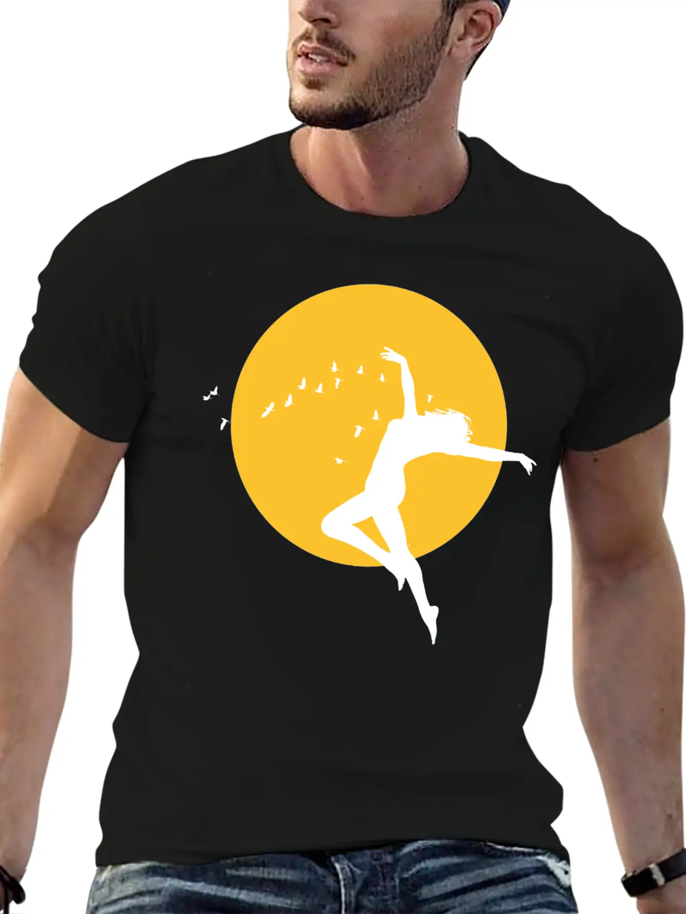 Sunset Freedom Dance Silhouette Design Stylish Everyday T-Shirt – Unisex Basic Cotton Tee