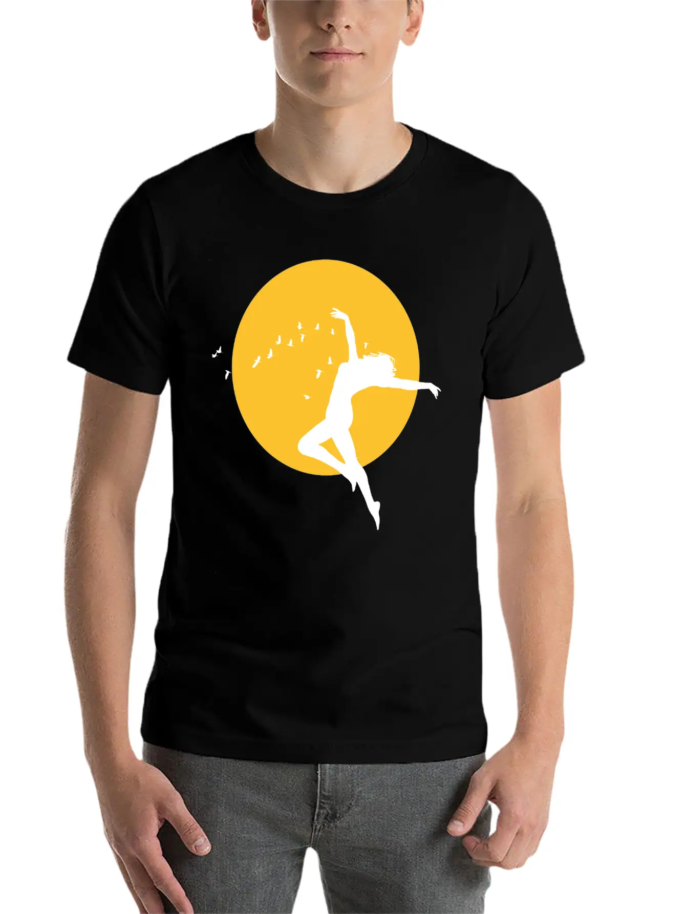 Sunset Freedom Dance Silhouette Design Stylish Everyday T-Shirt – Unisex Basic Cotton Tee