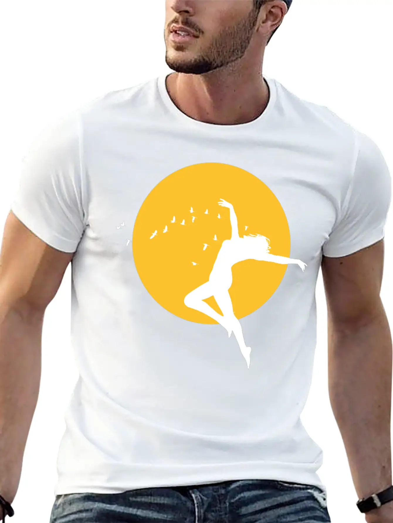 Sunset Freedom Dance Silhouette Design Stylish Everyday T-Shirt – Unisex Basic Cotton Tee