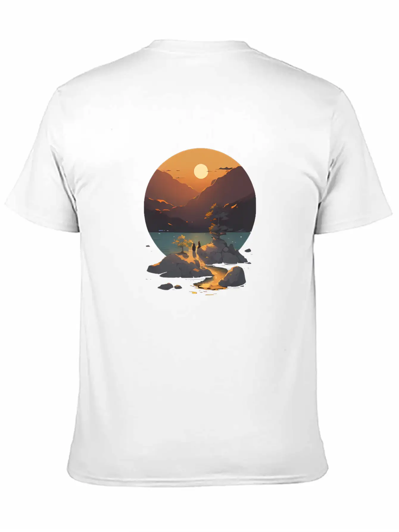 Sunset Mountain Landscape Basic Graphic T-Shirt – Daily Comfort In Soft Cotton