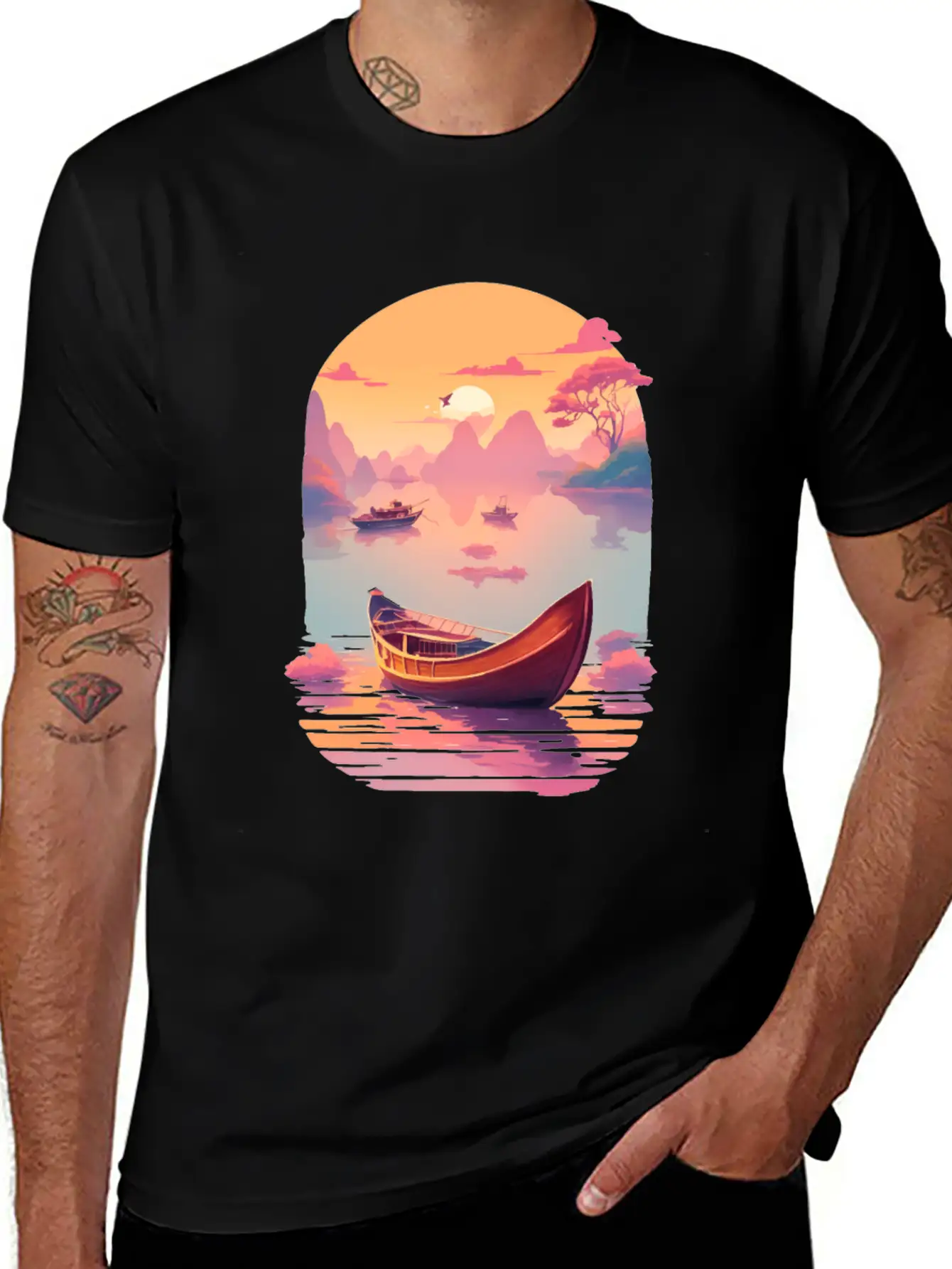 Sunset Serenade, Ninh Binh Comfortable Minimalist Graphic Tee – Summer Style Essential