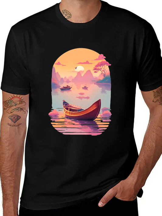 Sunset Serenade, Ninh Binh Comfortable Minimalist Graphic Tee – Summer Style Essential