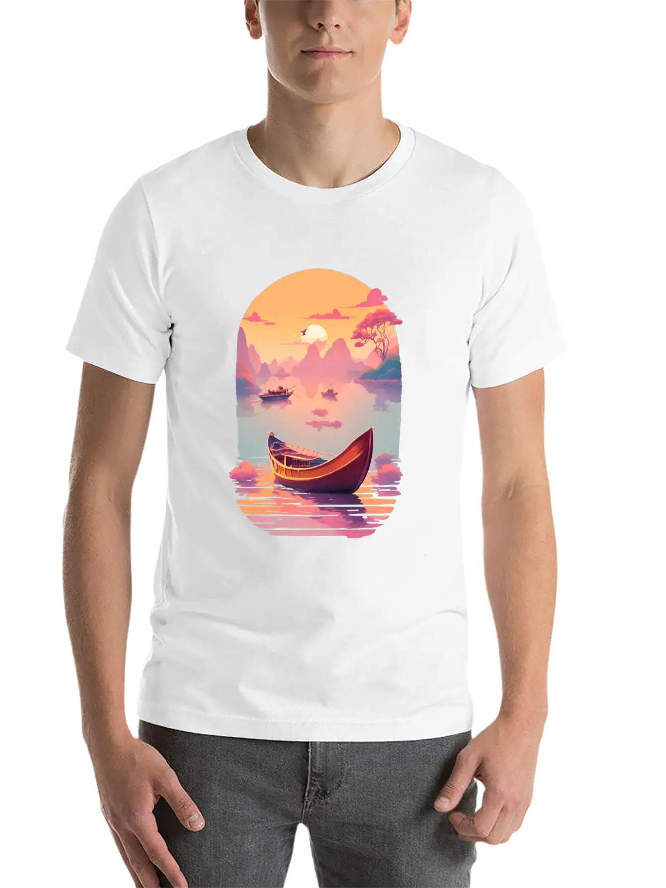 Sunset Serenade, Ninh Binh Comfortable Minimalist Graphic Tee – Summer Style Essential