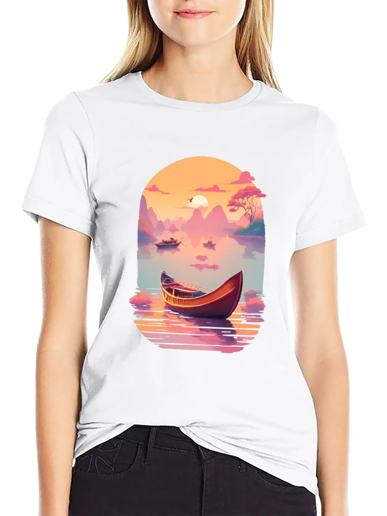 Sunset Serenade, Ninh Binh Comfortable Minimalist Graphic Tee – Summer Style Essential