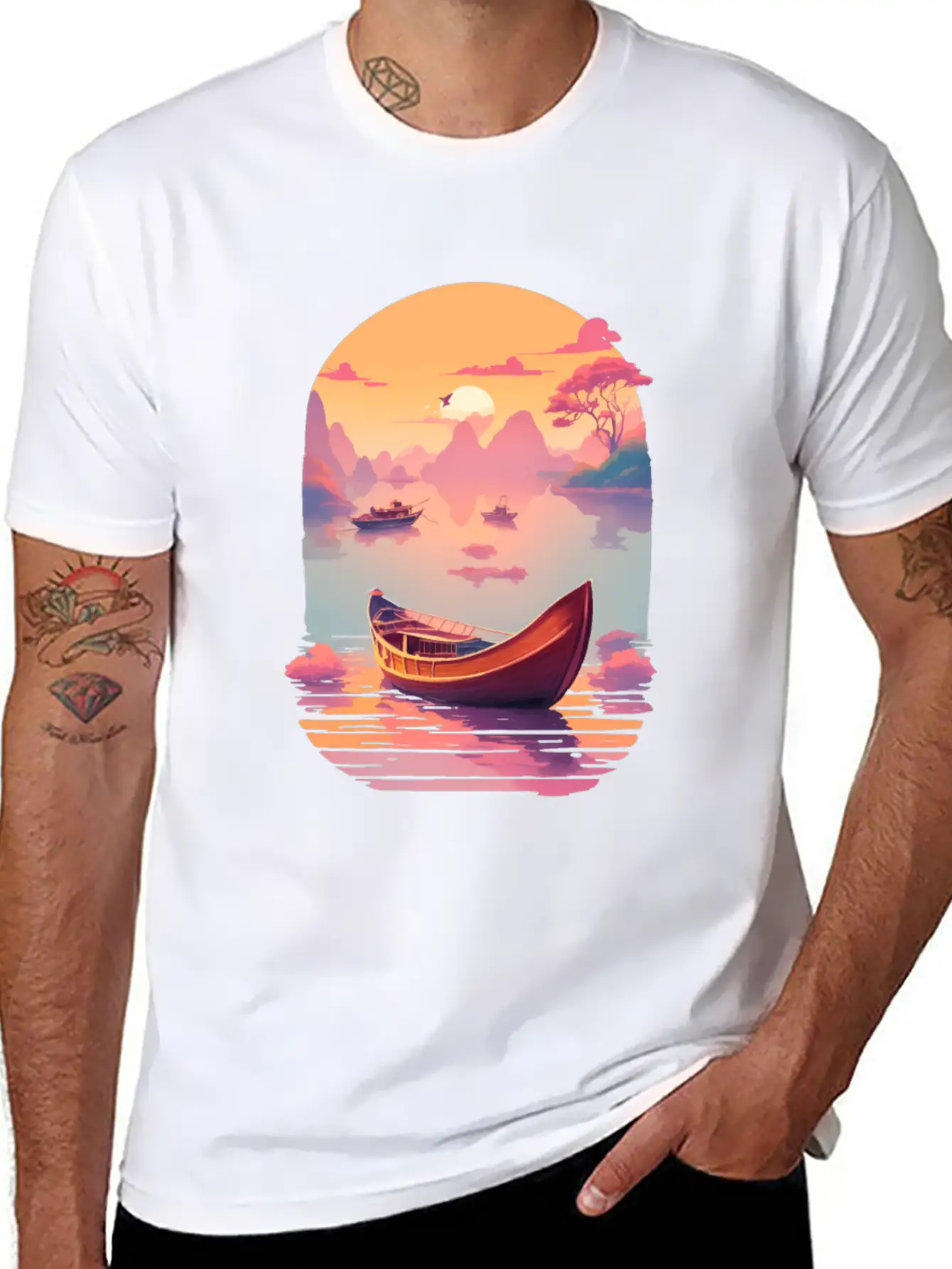 Sunset Serenade, Ninh Binh Comfortable Minimalist Graphic Tee – Summer Style Essential