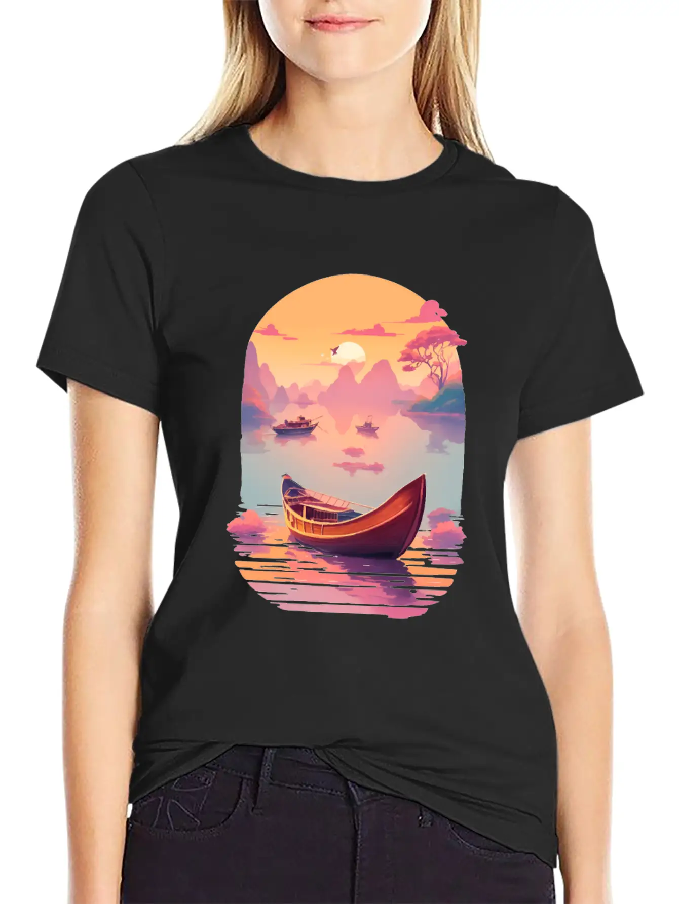 Sunset Serenade, Ninh Binh Comfortable Minimalist Graphic Tee – Summer Style Essential