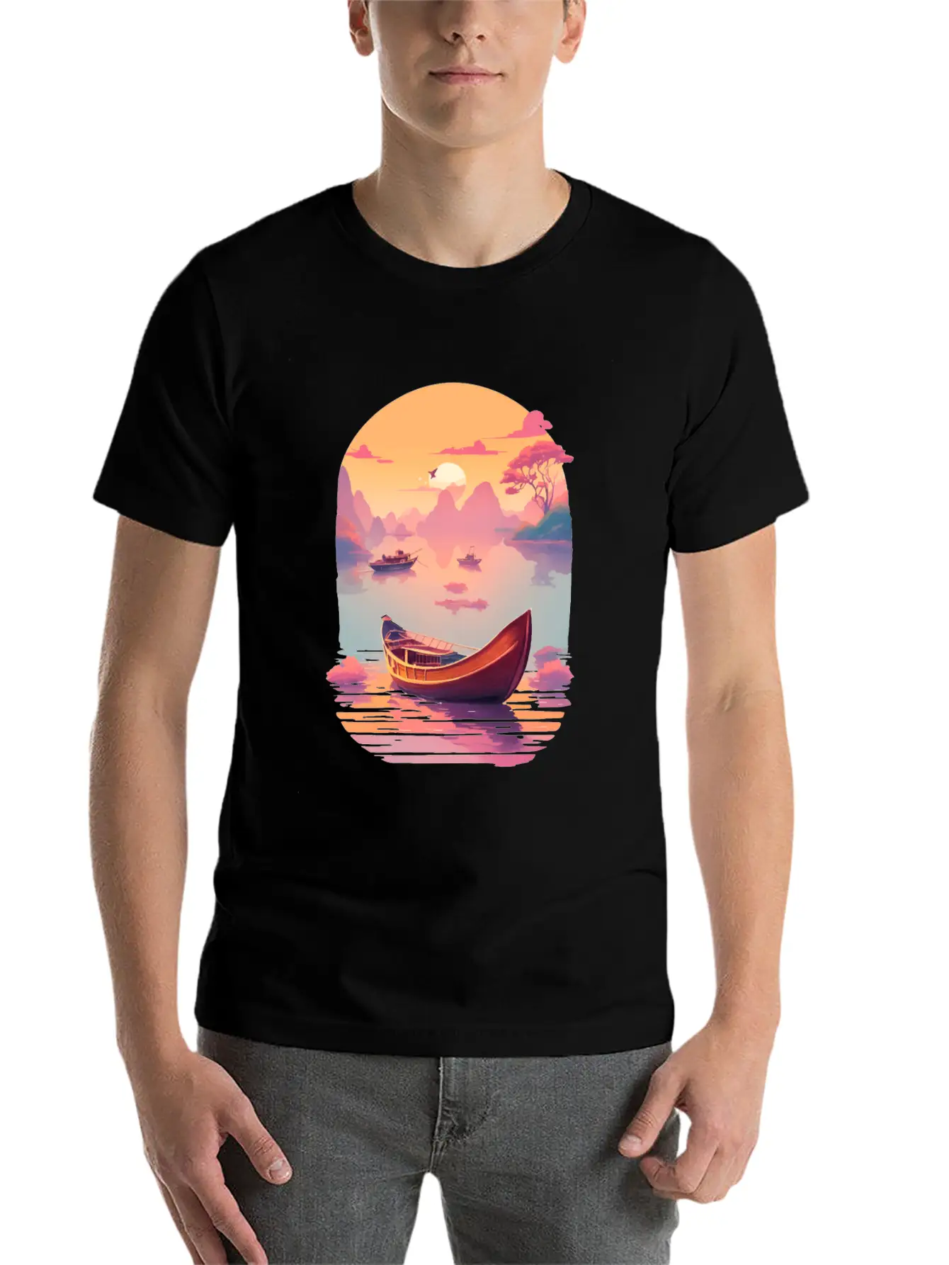 Sunset Serenade, Ninh Binh Comfortable Minimalist Graphic Tee – Summer Style Essential