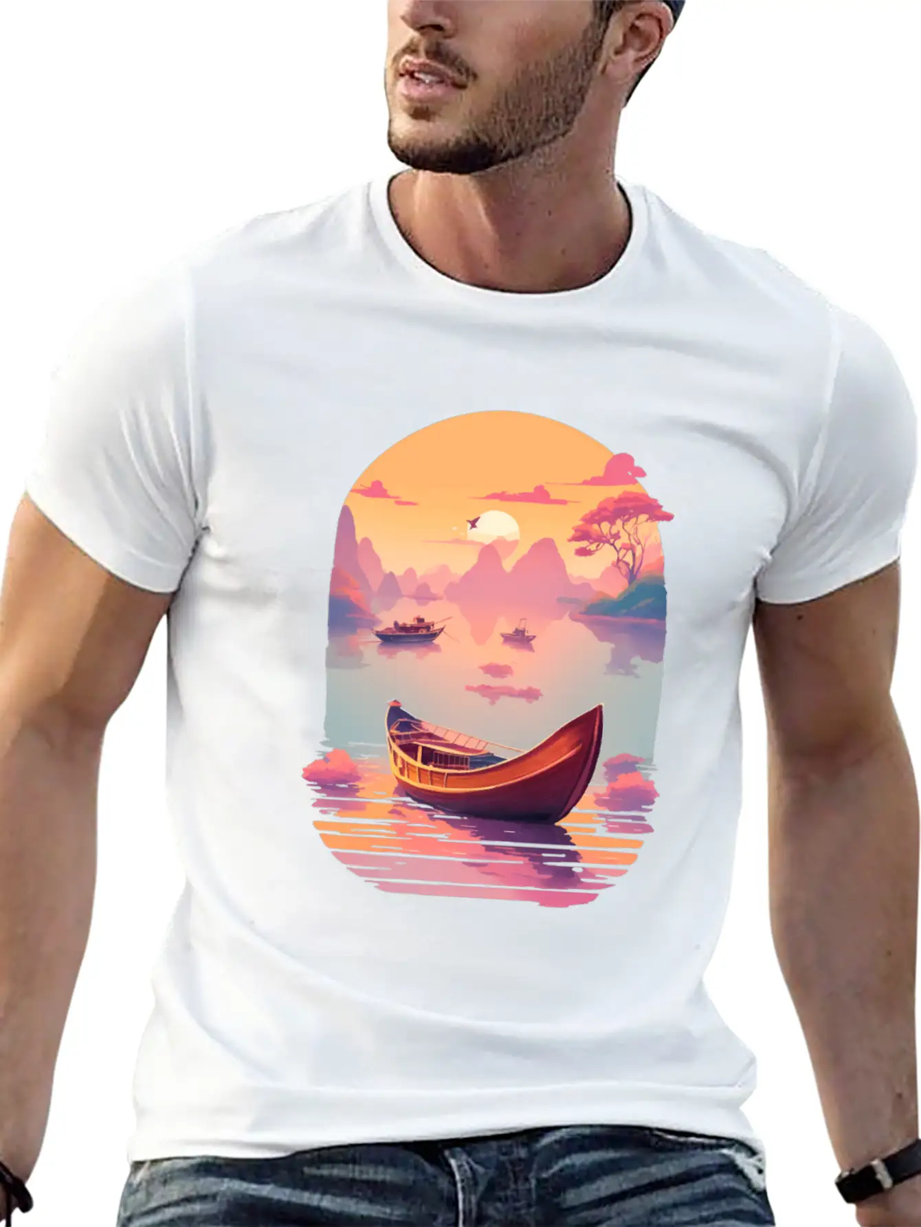 Sunset Serenade, Ninh Binh Comfortable Minimalist Graphic Tee – Summer Style Essential