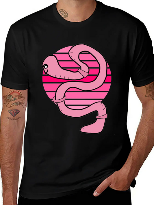 Sunset Worm Comfortable Minimalist Graphic Tee – Summer Style Essential