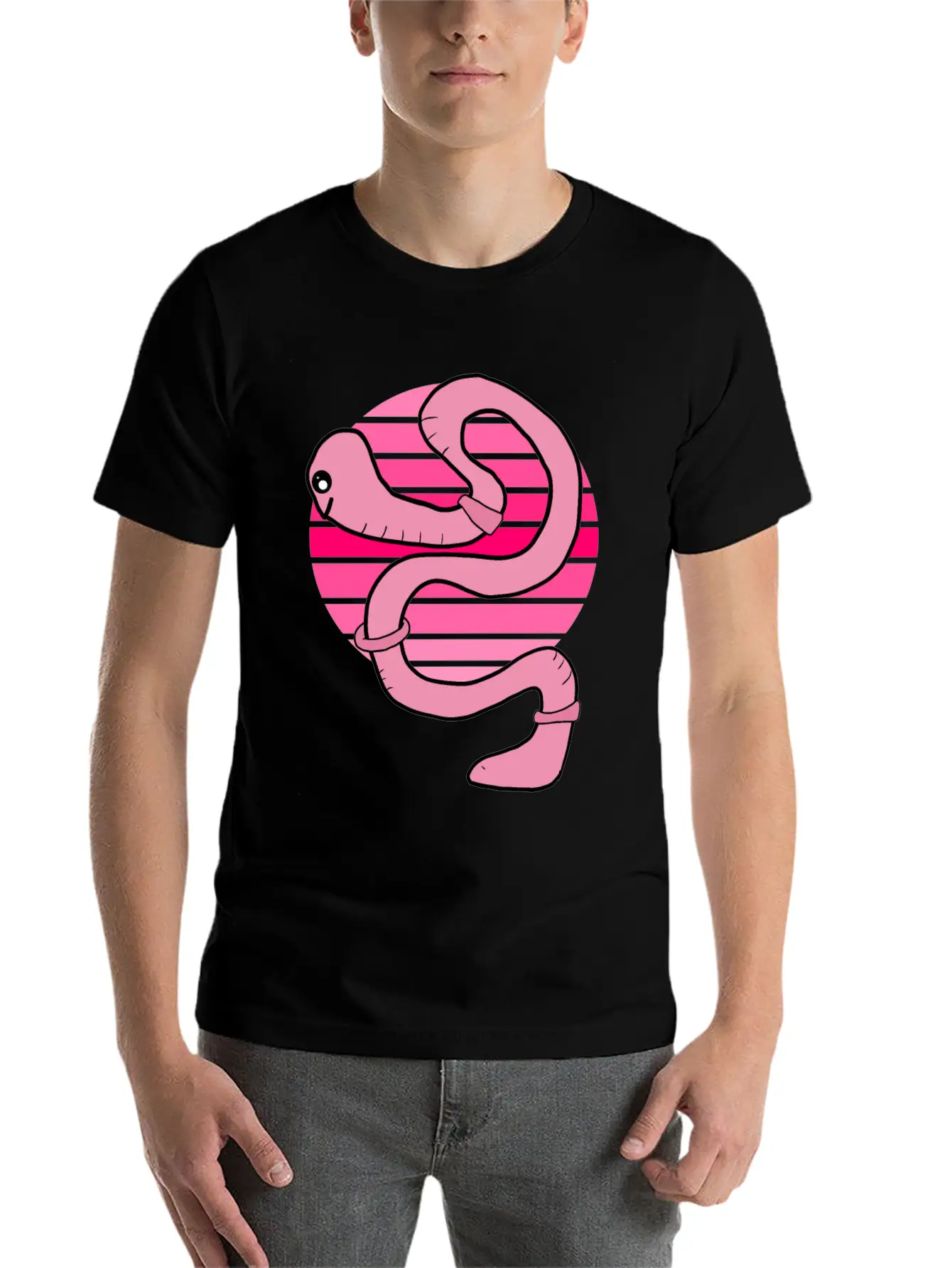 Sunset Worm Comfortable Minimalist Graphic Tee – Summer Style Essential