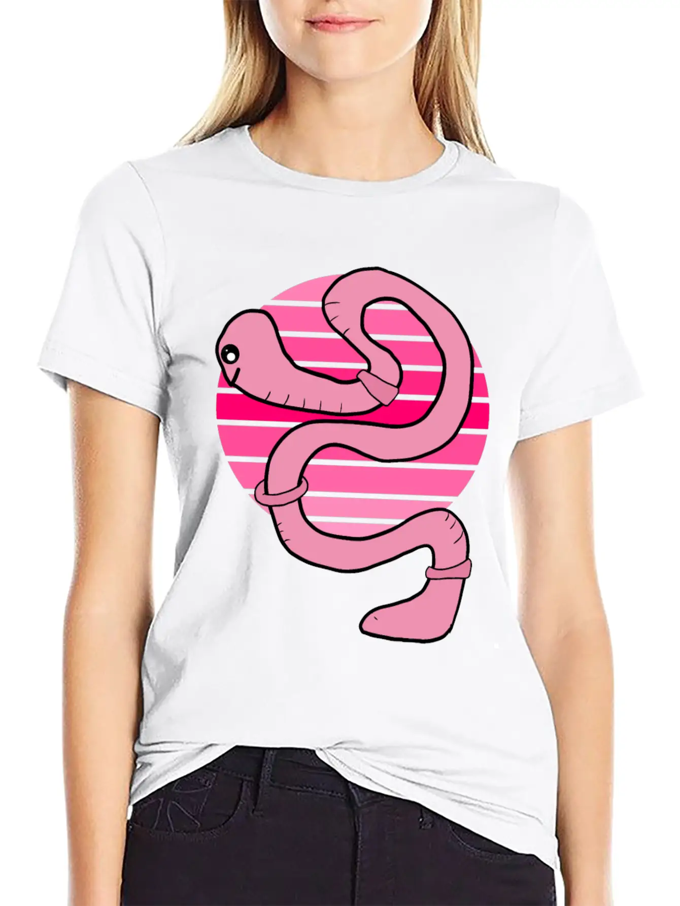 Sunset Worm Comfortable Minimalist Graphic Tee – Summer Style Essential