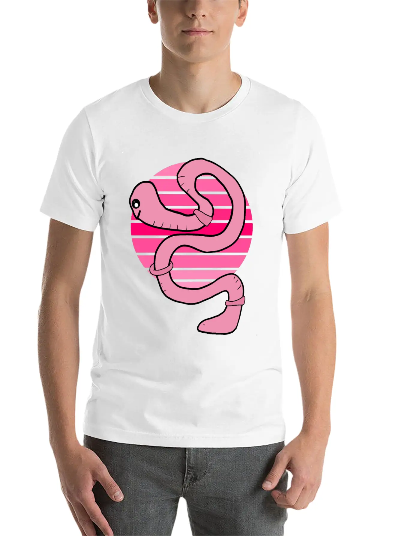 Sunset Worm Comfortable Minimalist Graphic Tee – Summer Style Essential