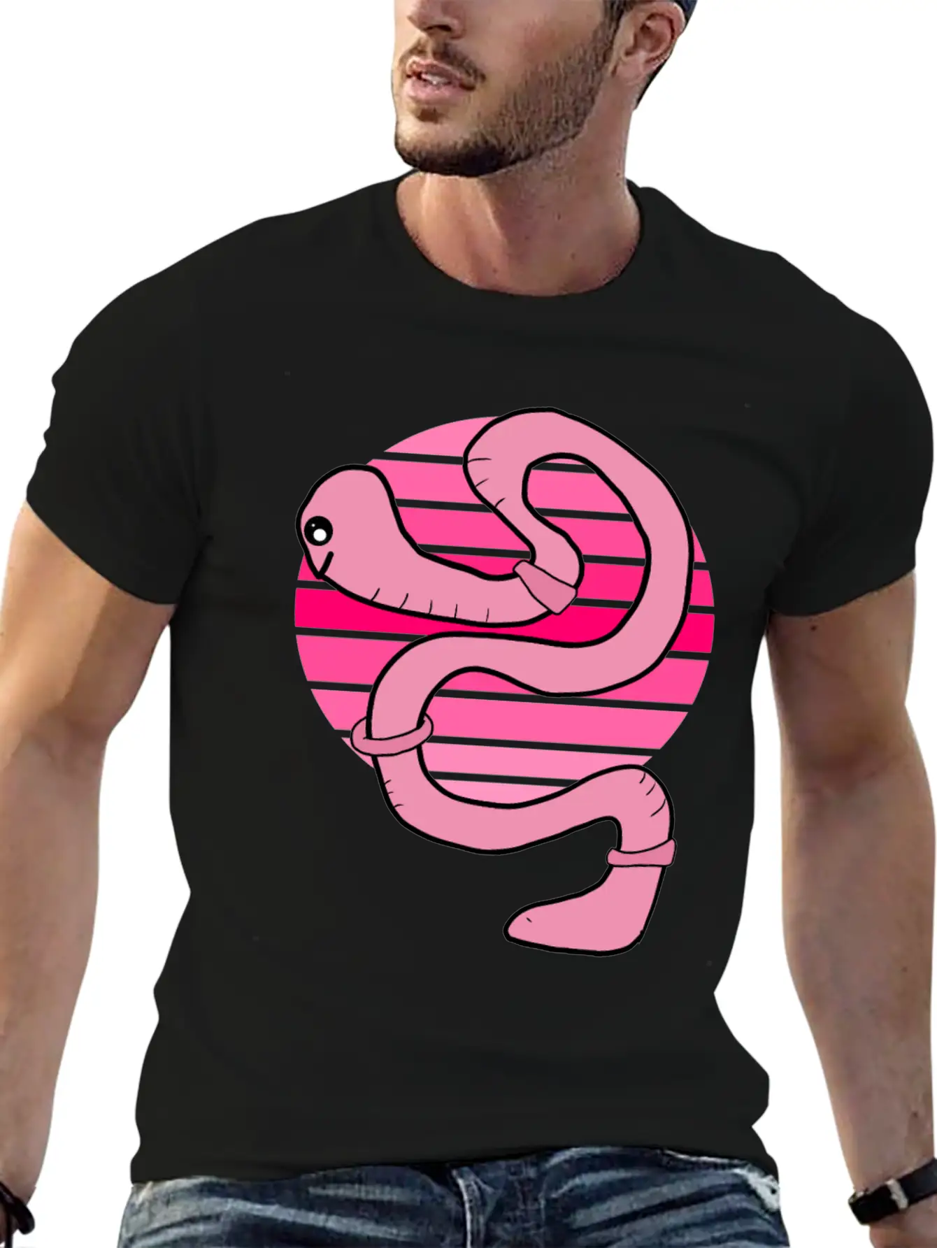 Sunset Worm Comfortable Minimalist Graphic Tee – Summer Style Essential