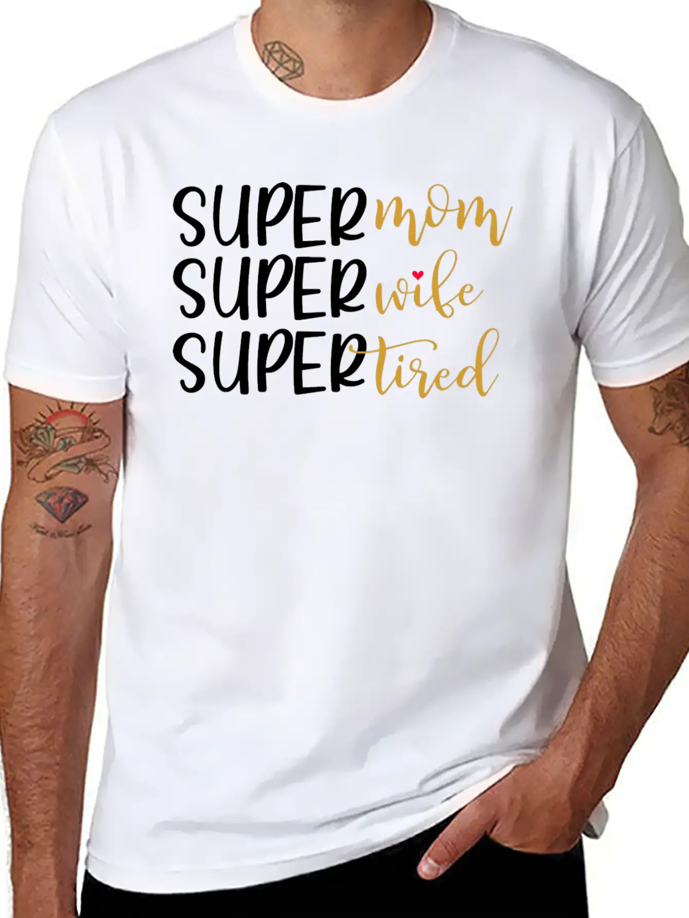 Super Mom Super Wife Super Tired Comfortable Minimalist Graphic Tee – Summer Style Essential