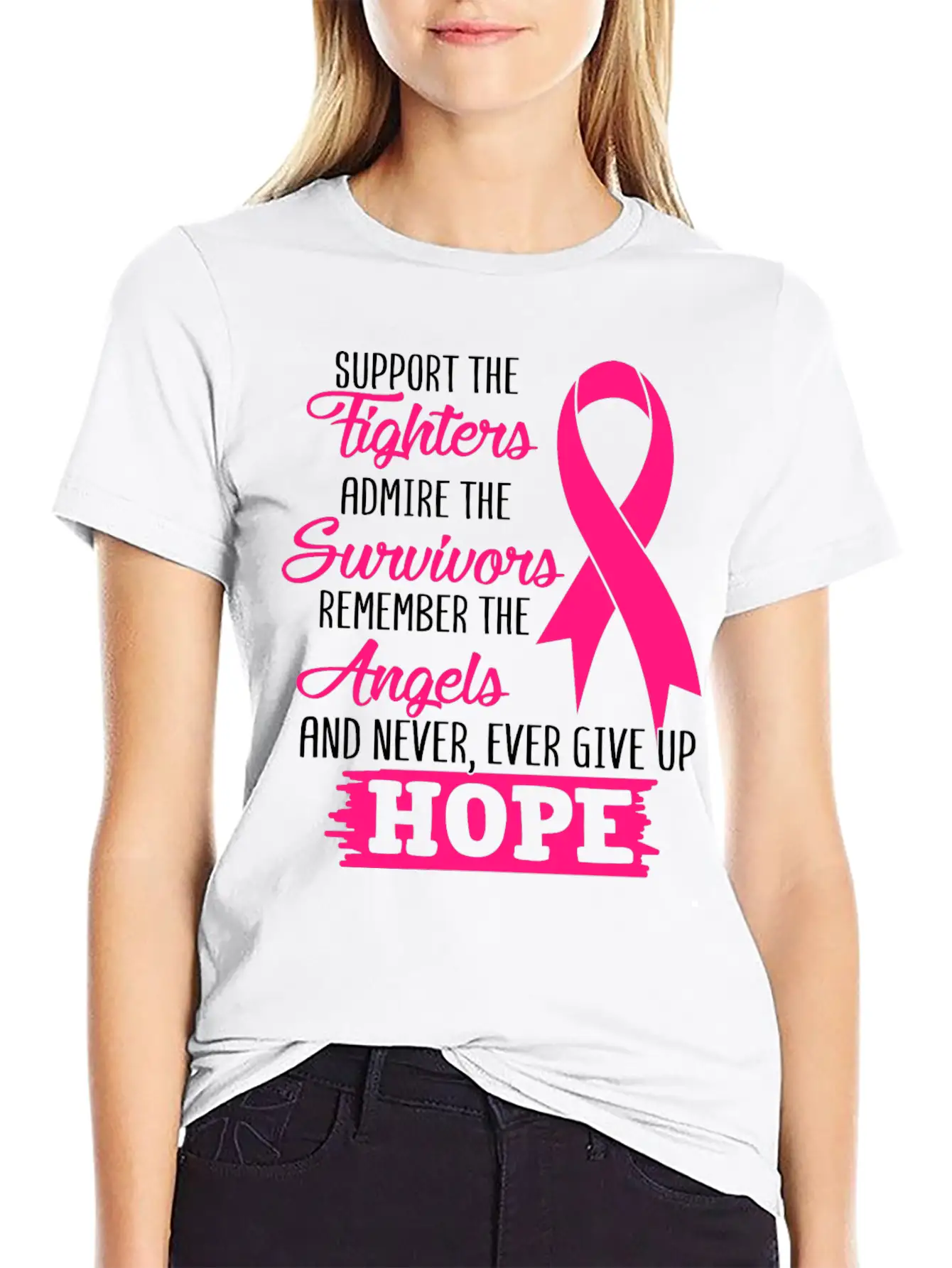 Support The Fighters Breast Cancer Awareness Essential Unisex Summer Tee – Soft Cotton Casual Fit
