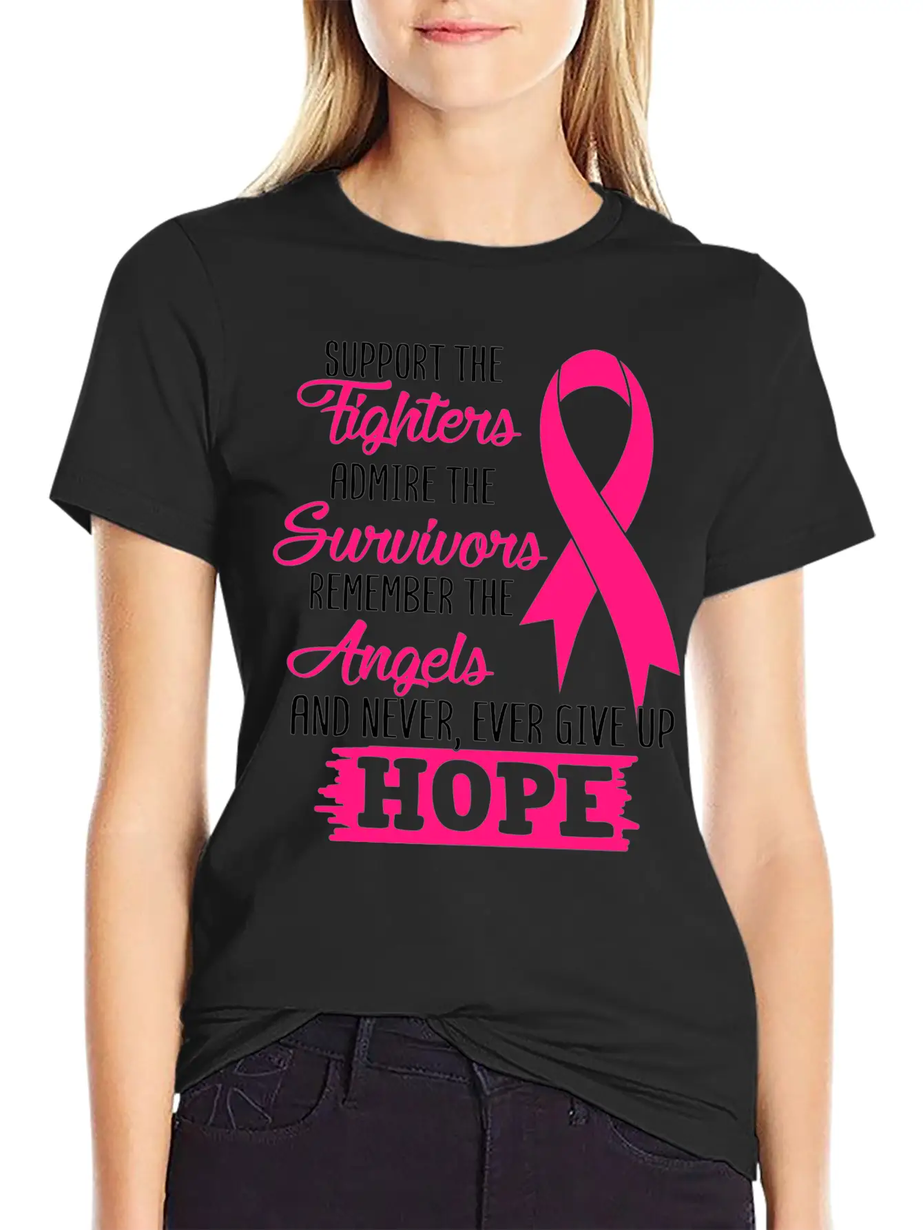 Support The Fighters Breast Cancer Awareness Essential Unisex Summer Tee – Soft Cotton Casual Fit