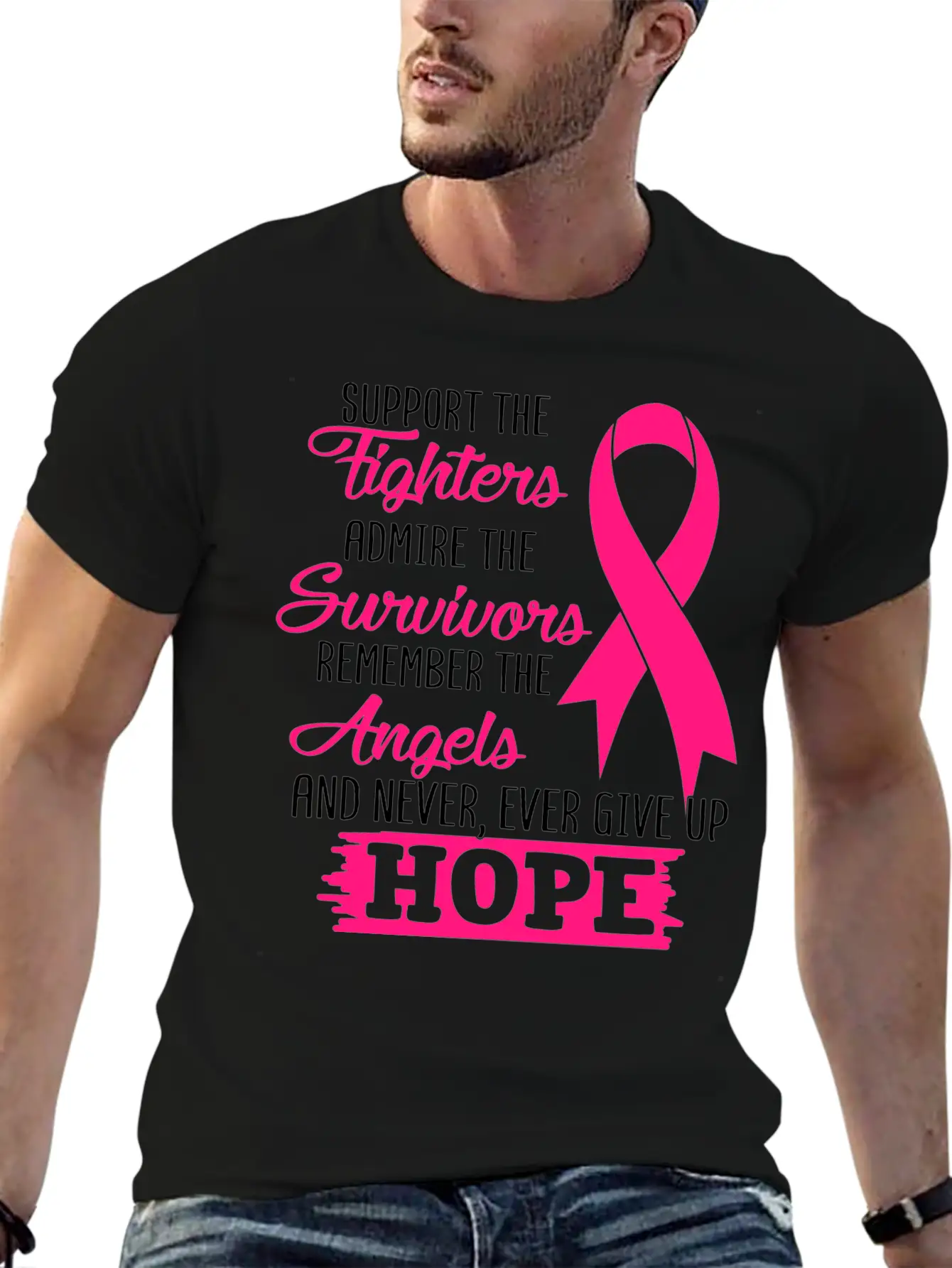Support The Fighters Breast Cancer Awareness Essential Unisex Summer Tee – Soft Cotton Casual Fit
