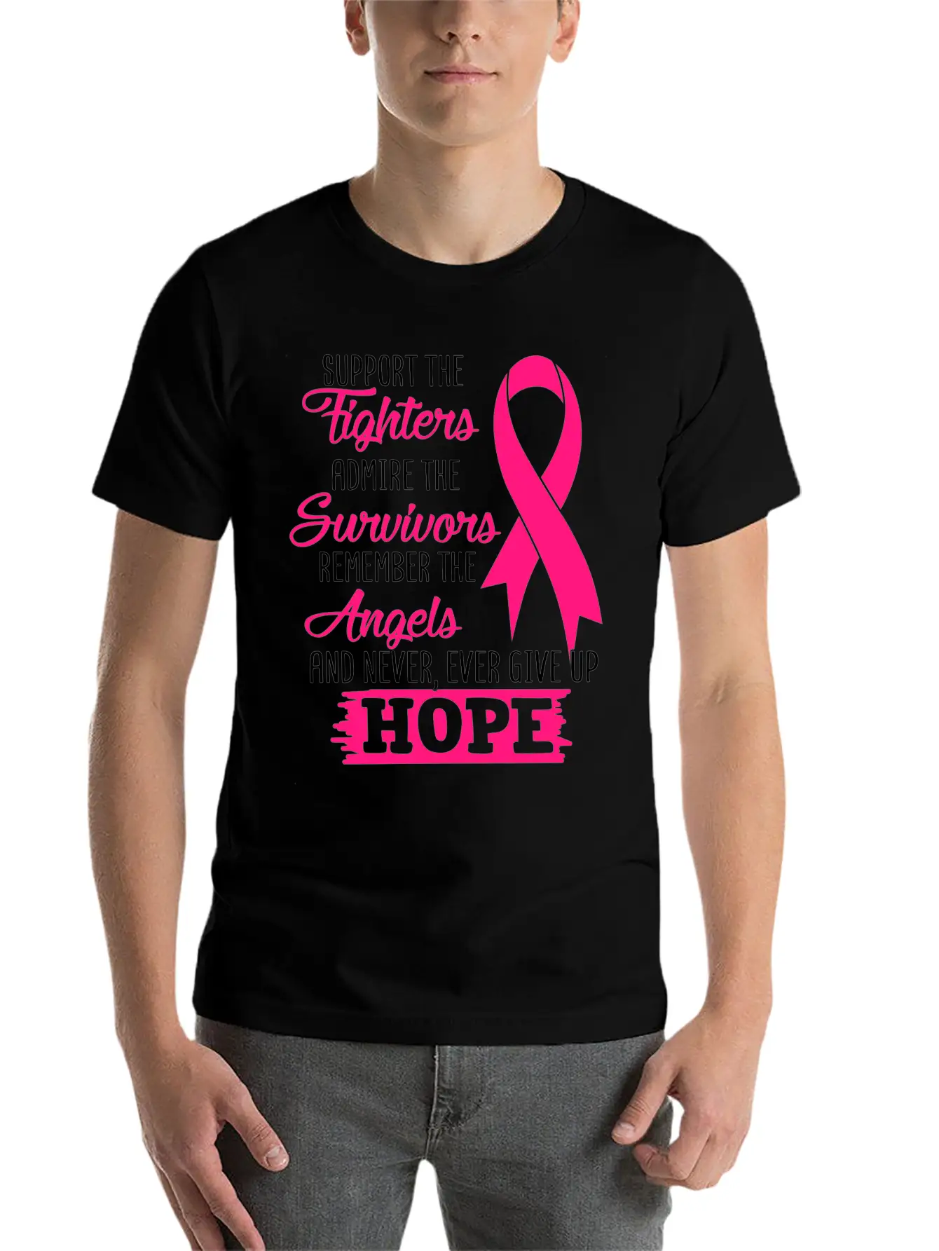 Support The Fighters Breast Cancer Awareness Essential Unisex Summer Tee – Soft Cotton Casual Fit