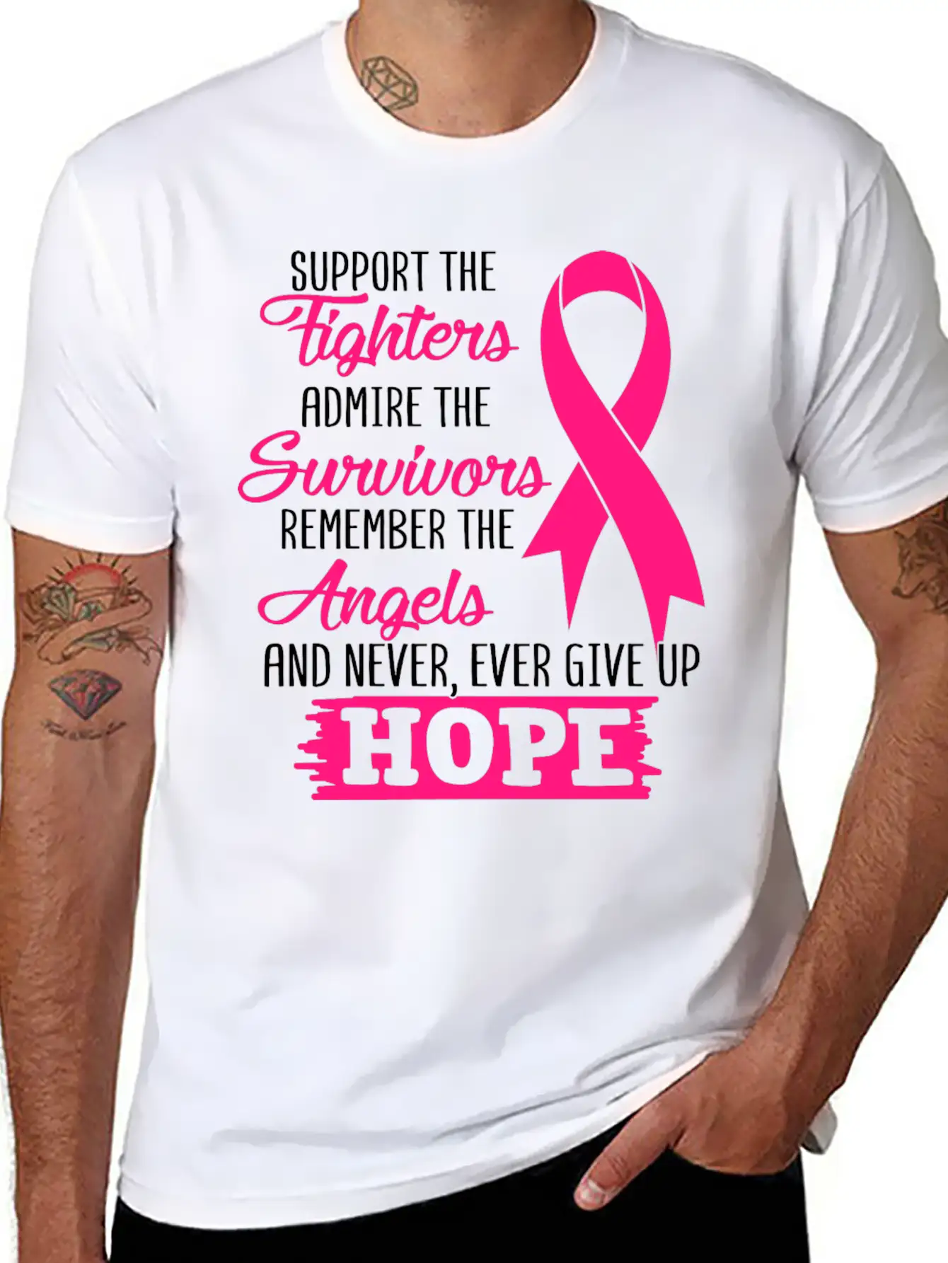 Support The Fighters Breast Cancer Awareness Essential Unisex Summer Tee – Soft Cotton Casual Fit