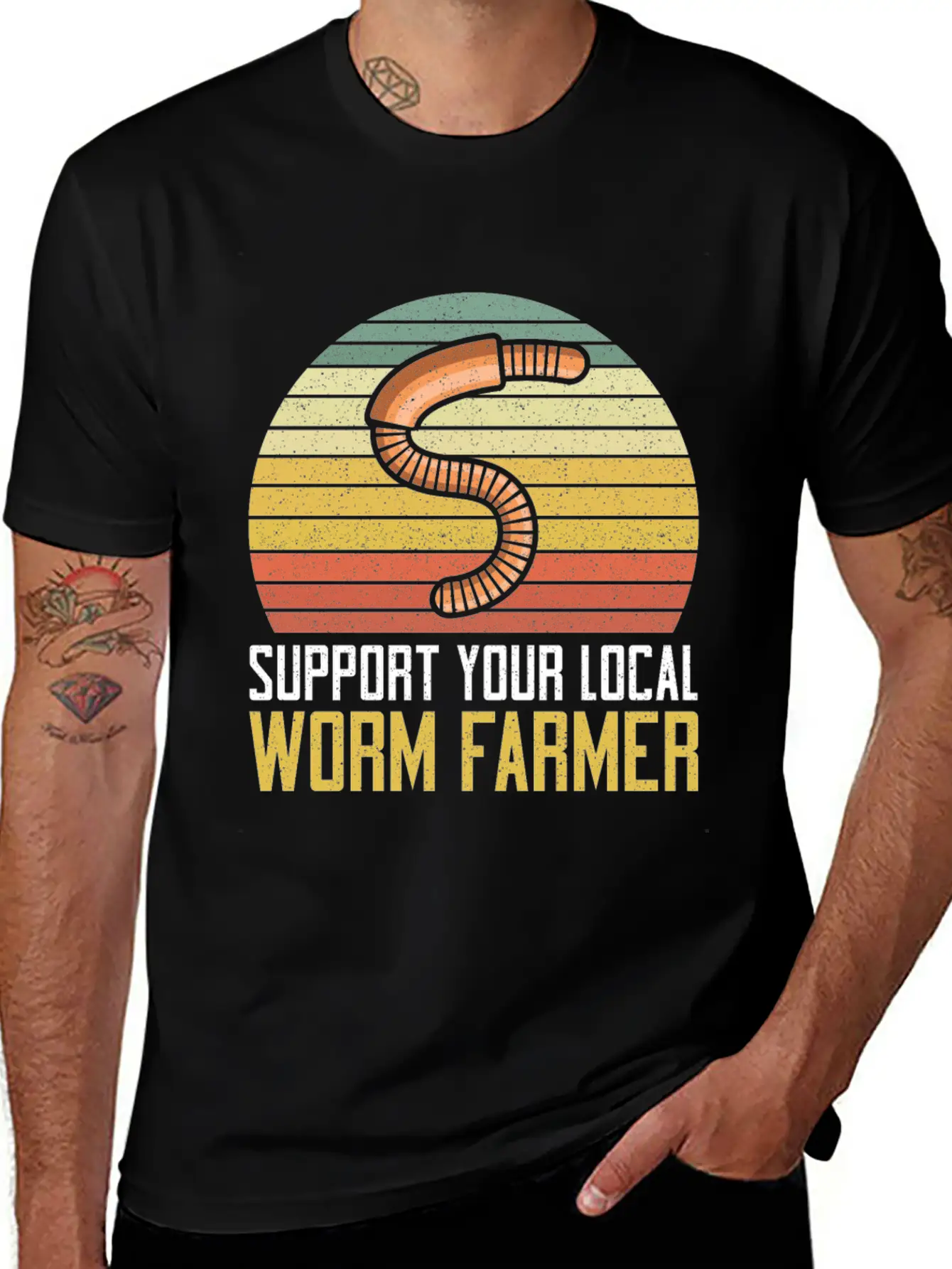 Support Your Local Worm Farmer Compost Unisex Short Sleeve Soft Cotton T-Shirt – Casual Everyday Wear