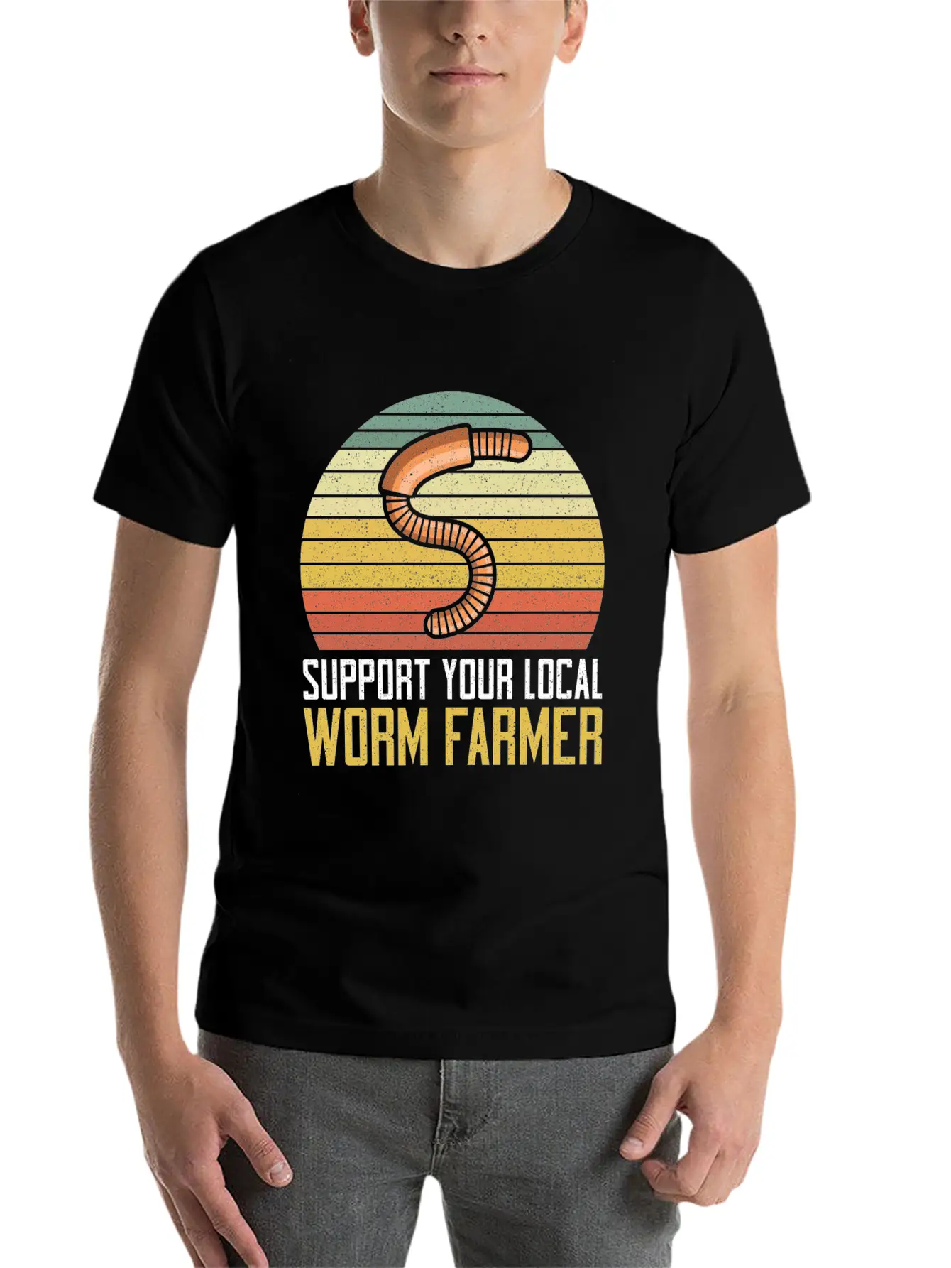 Support Your Local Worm Farmer Compost Unisex Short Sleeve Soft Cotton T-Shirt – Casual Everyday Wear