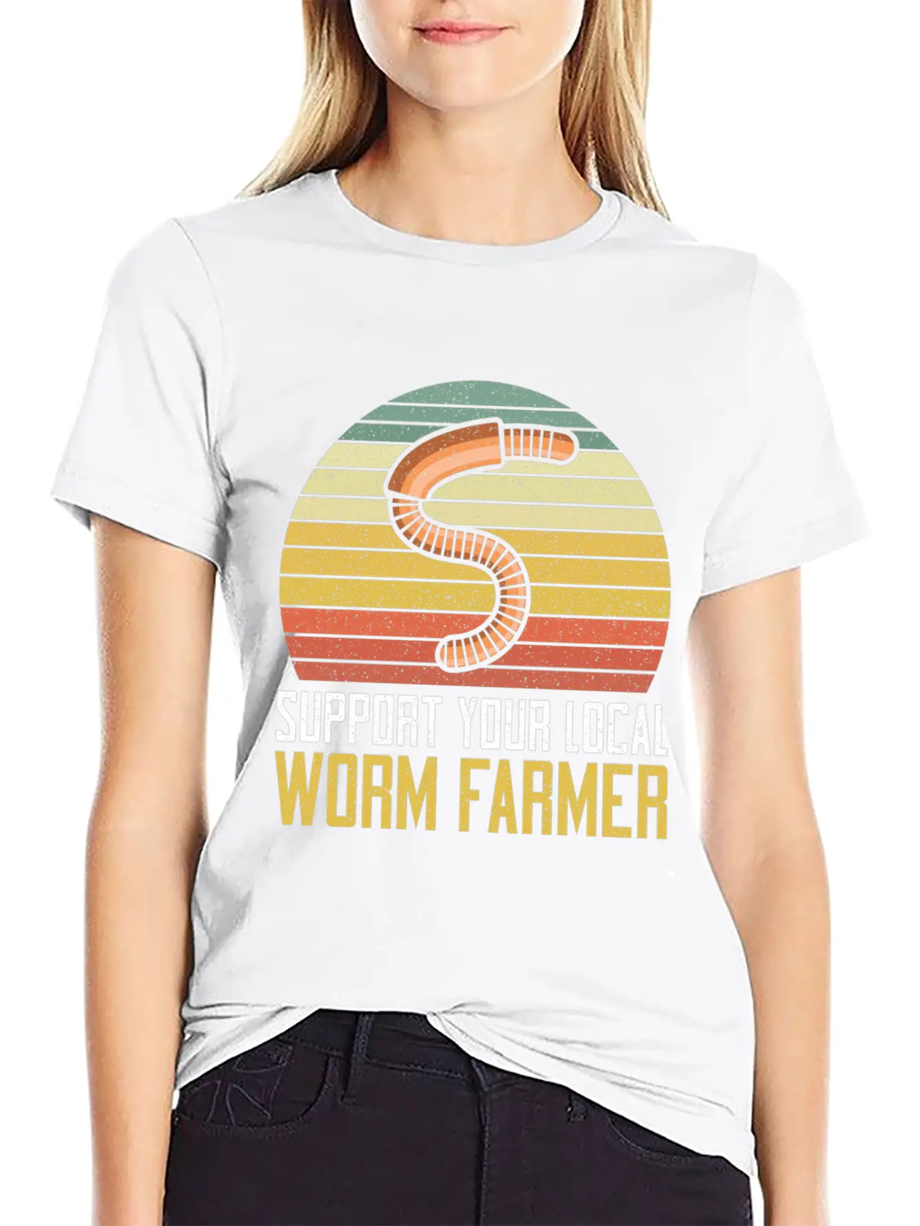 Support Your Local Worm Farmer Compost Unisex Short Sleeve Soft Cotton T-Shirt – Casual Everyday Wear