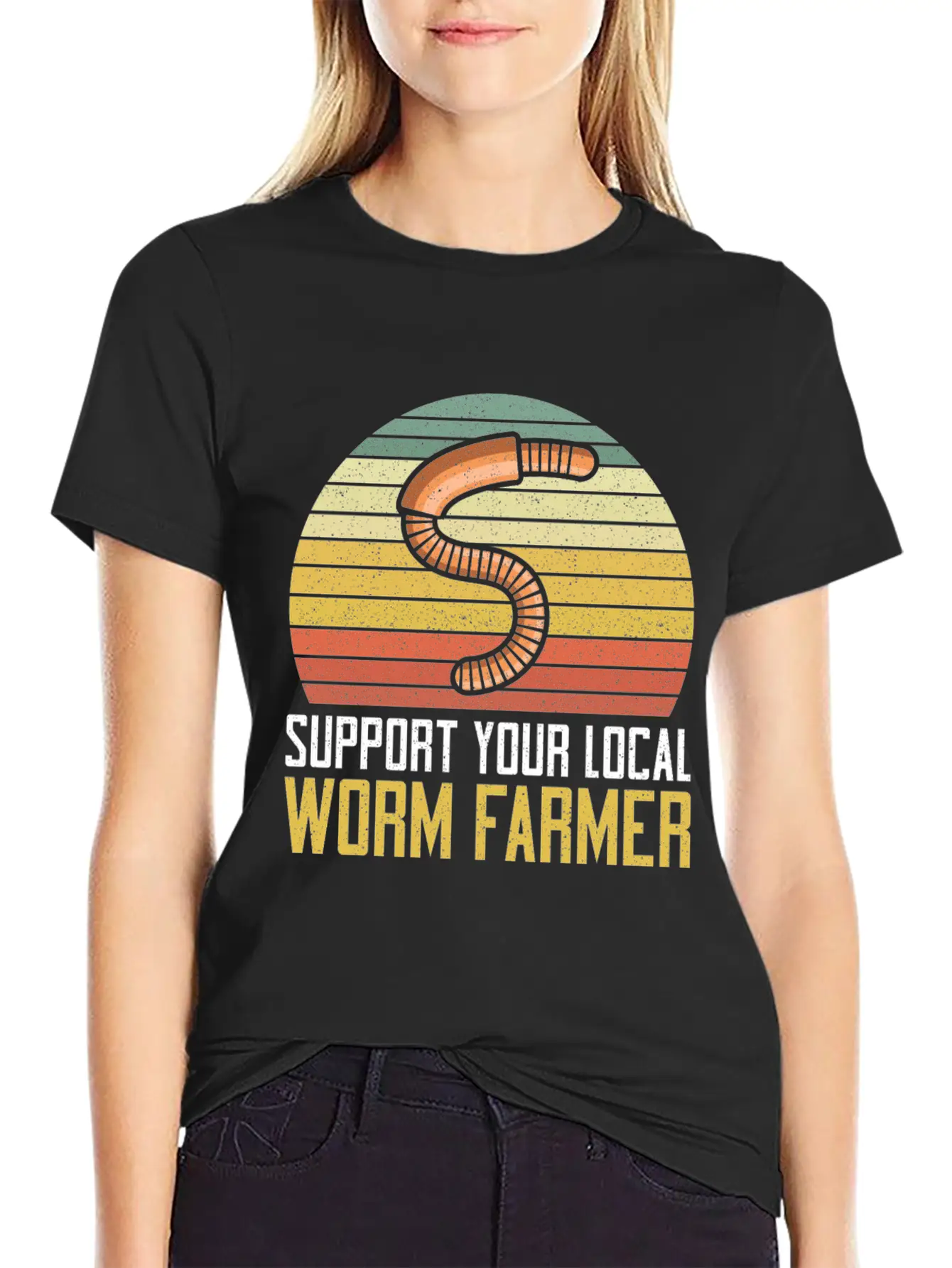 Support Your Local Worm Farmer Compost Unisex Short Sleeve Soft Cotton T-Shirt – Casual Everyday Wear