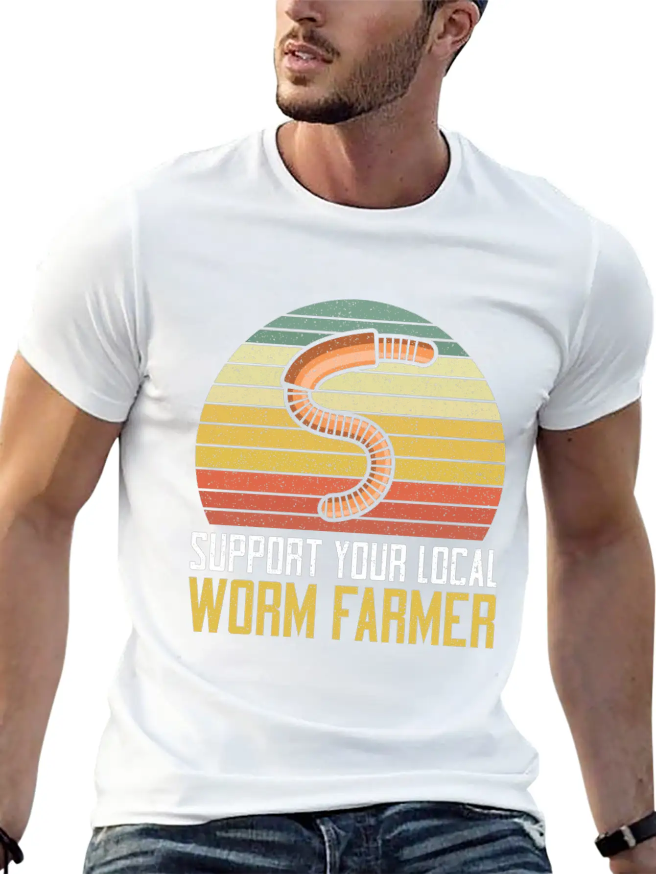 Support Your Local Worm Farmer Compost Unisex Short Sleeve Soft Cotton T-Shirt – Casual Everyday Wear
