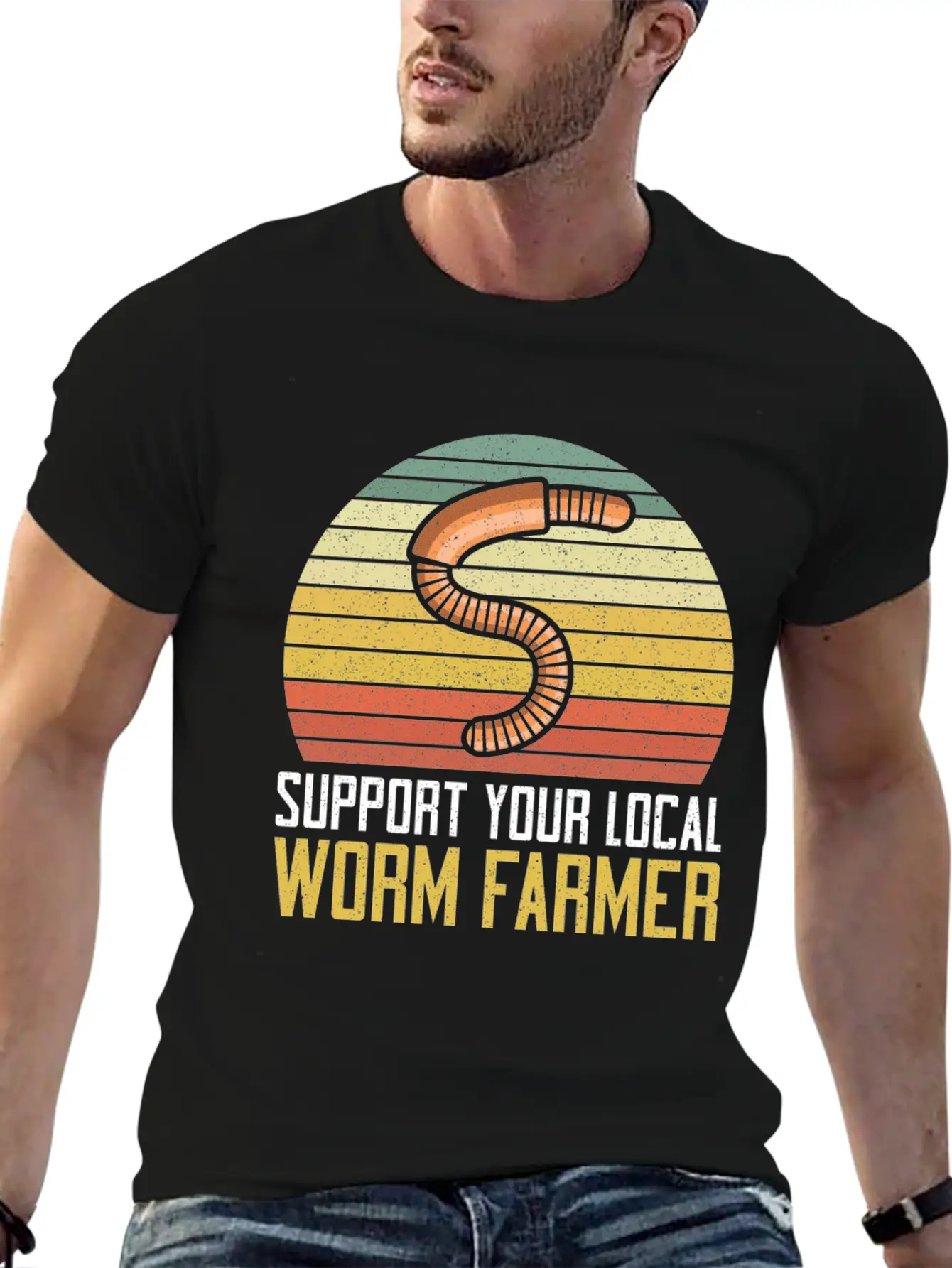 Support Your Local Worm Farmer Compost Unisex Short Sleeve Soft Cotton T-Shirt – Casual Everyday Wear