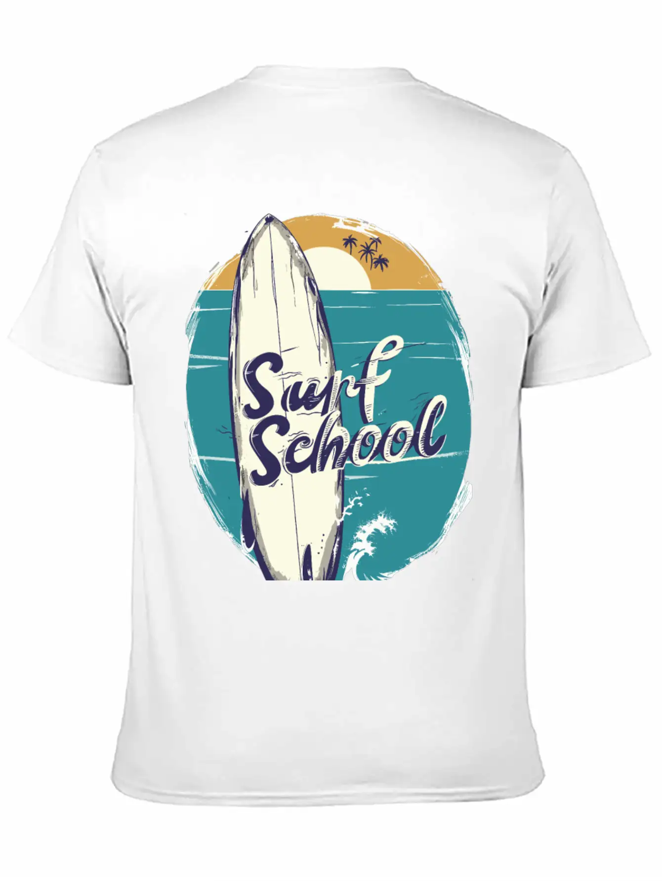 Surfboard With Surf Curse Disco Unisex Short Sleeve Soft Cotton T-Shirt – Casual Everyday Wear