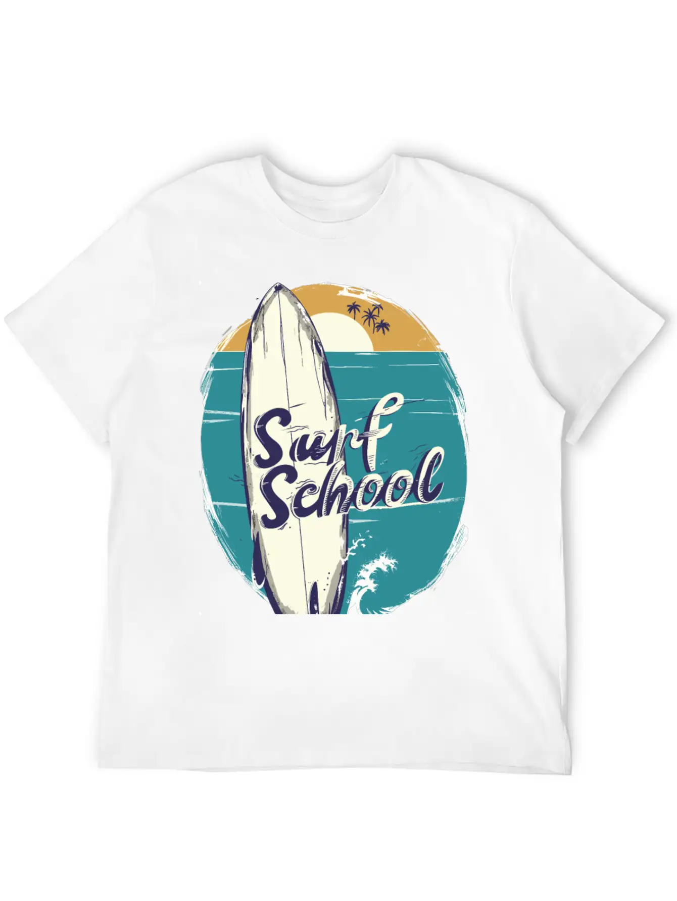 Surfboard With Surf Curse Disco Unisex Short Sleeve Soft Cotton T-Shirt – Casual Everyday Wear