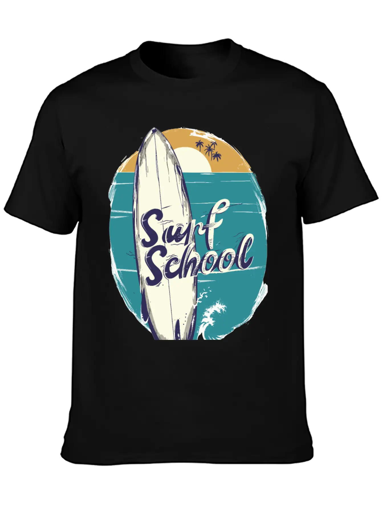 Surfboard With Surf Curse Disco Unisex Short Sleeve Soft Cotton T-Shirt – Casual Everyday Wear