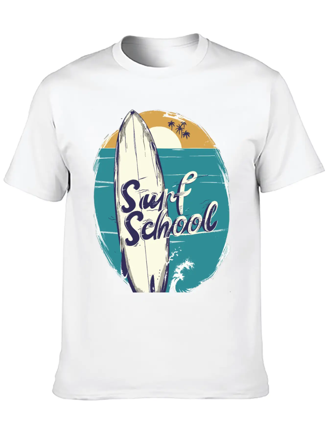 Surfboard With Surf Curse Disco Unisex Short Sleeve Soft Cotton T-Shirt – Casual Everyday Wear