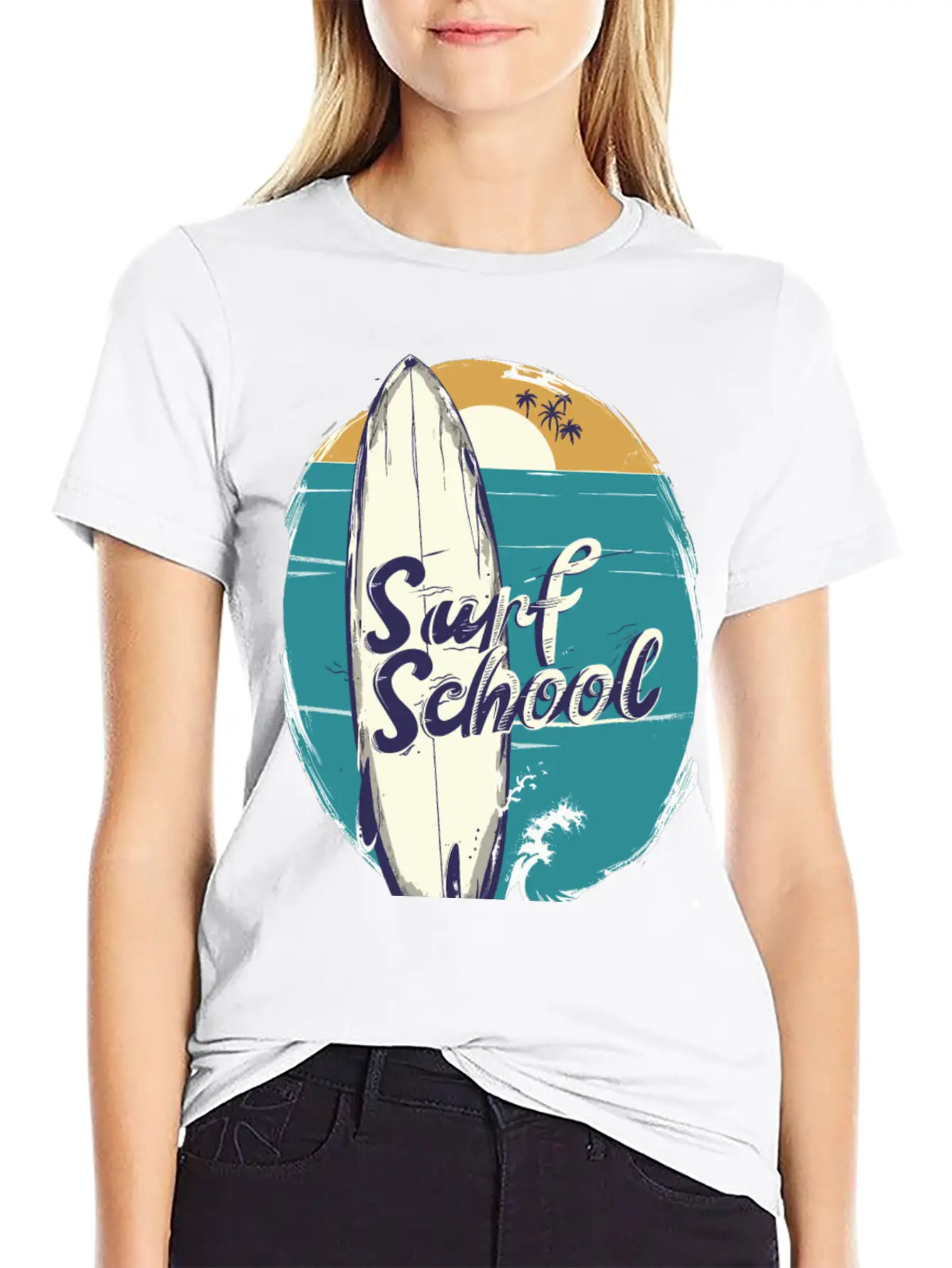 Surfboard With Surf Curse Disco Unisex Short Sleeve Soft Cotton T-Shirt – Casual Everyday Wear