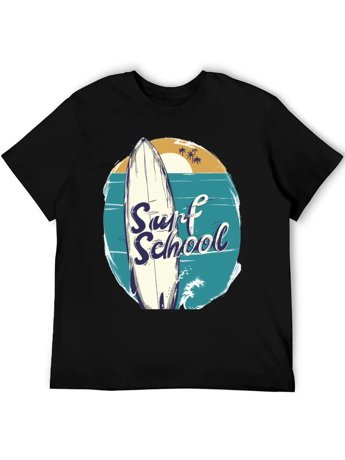 Surfboard With Surf Curse Disco Unisex Short Sleeve Soft Cotton T-Shirt – Casual Everyday Wear