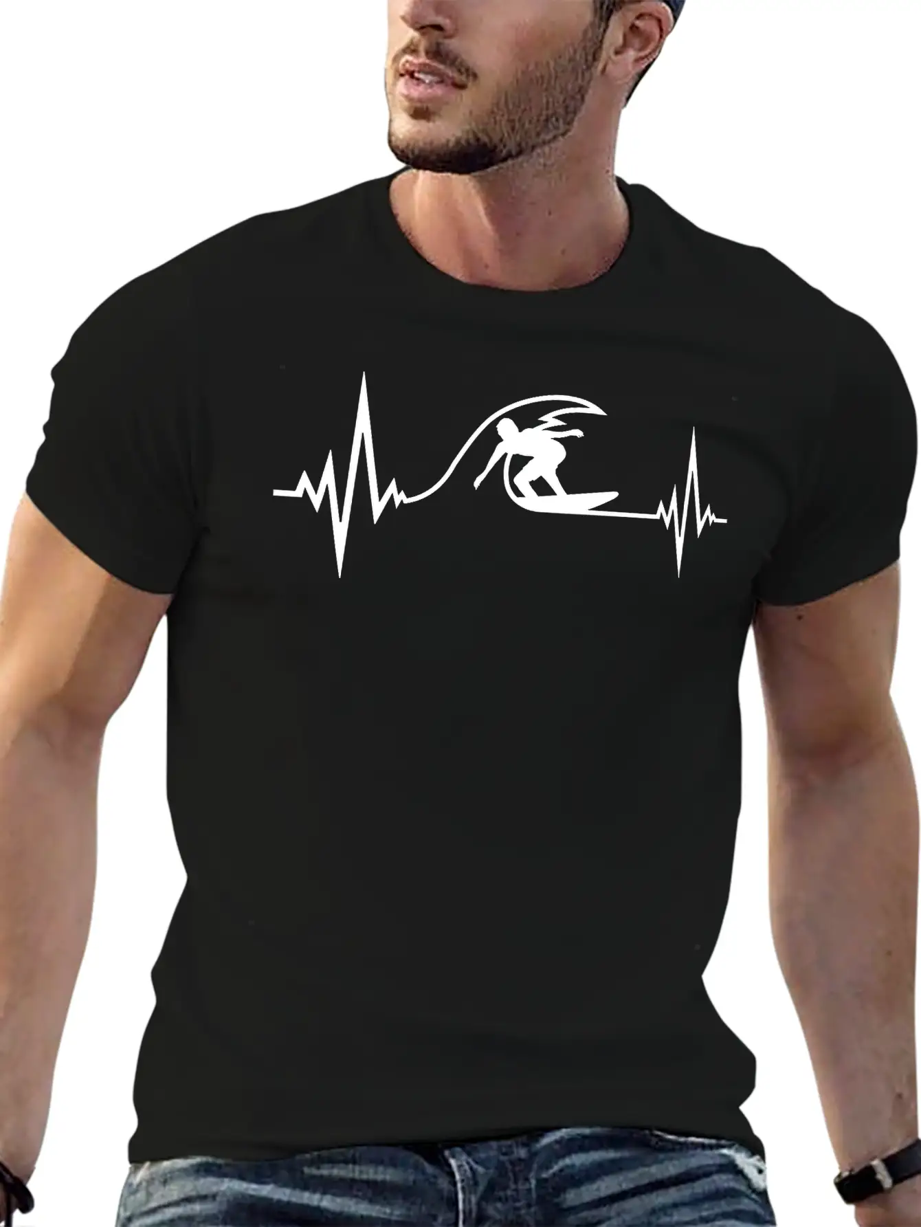 Surfer Pulse Heartbeat Surf Frequency Wave Surfing Timeless Short Sleeve Tee – Comfy And Minimalist Design