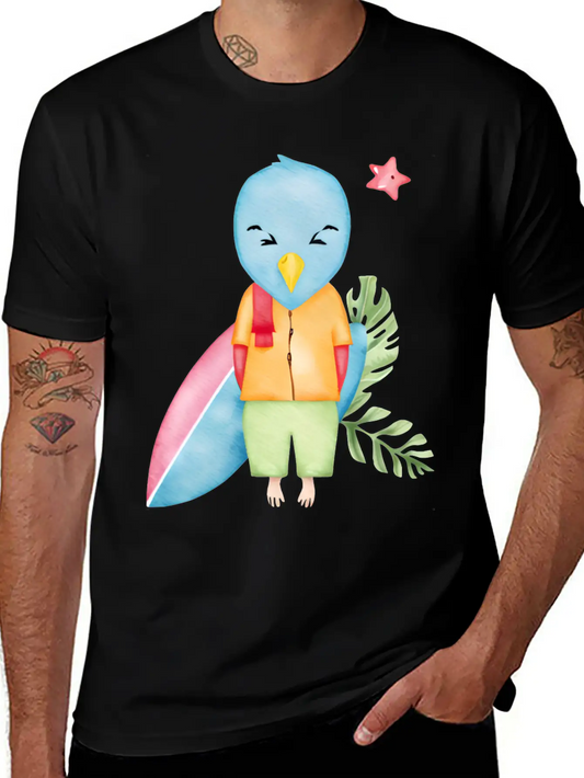 Surfing Blue Bird Watercolor Stylish Everyday T-Shirt – Unisex Basic Cotton Tee