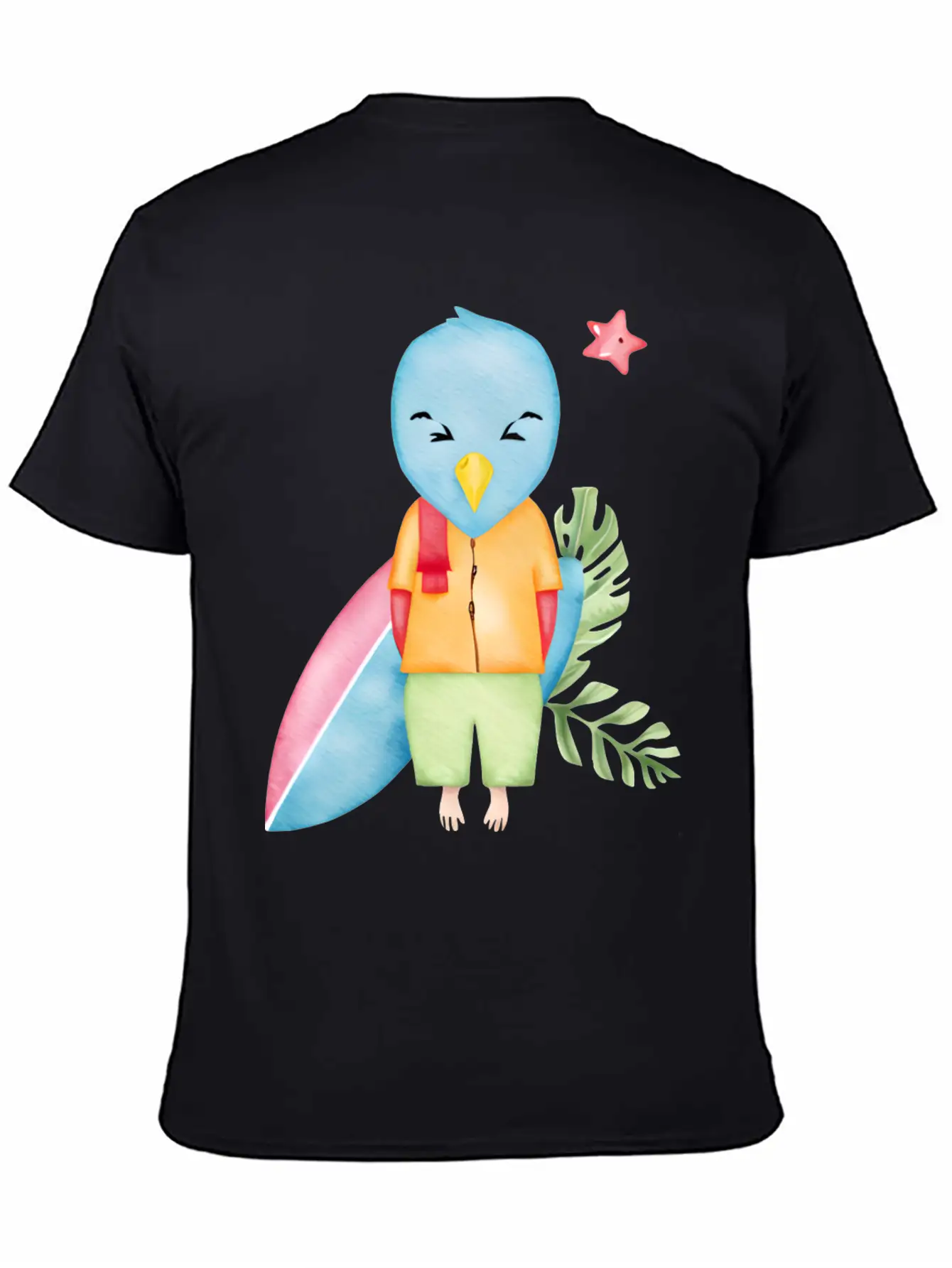Surfing Blue Bird Watercolor Stylish Everyday T-Shirt – Unisex Basic Cotton Tee