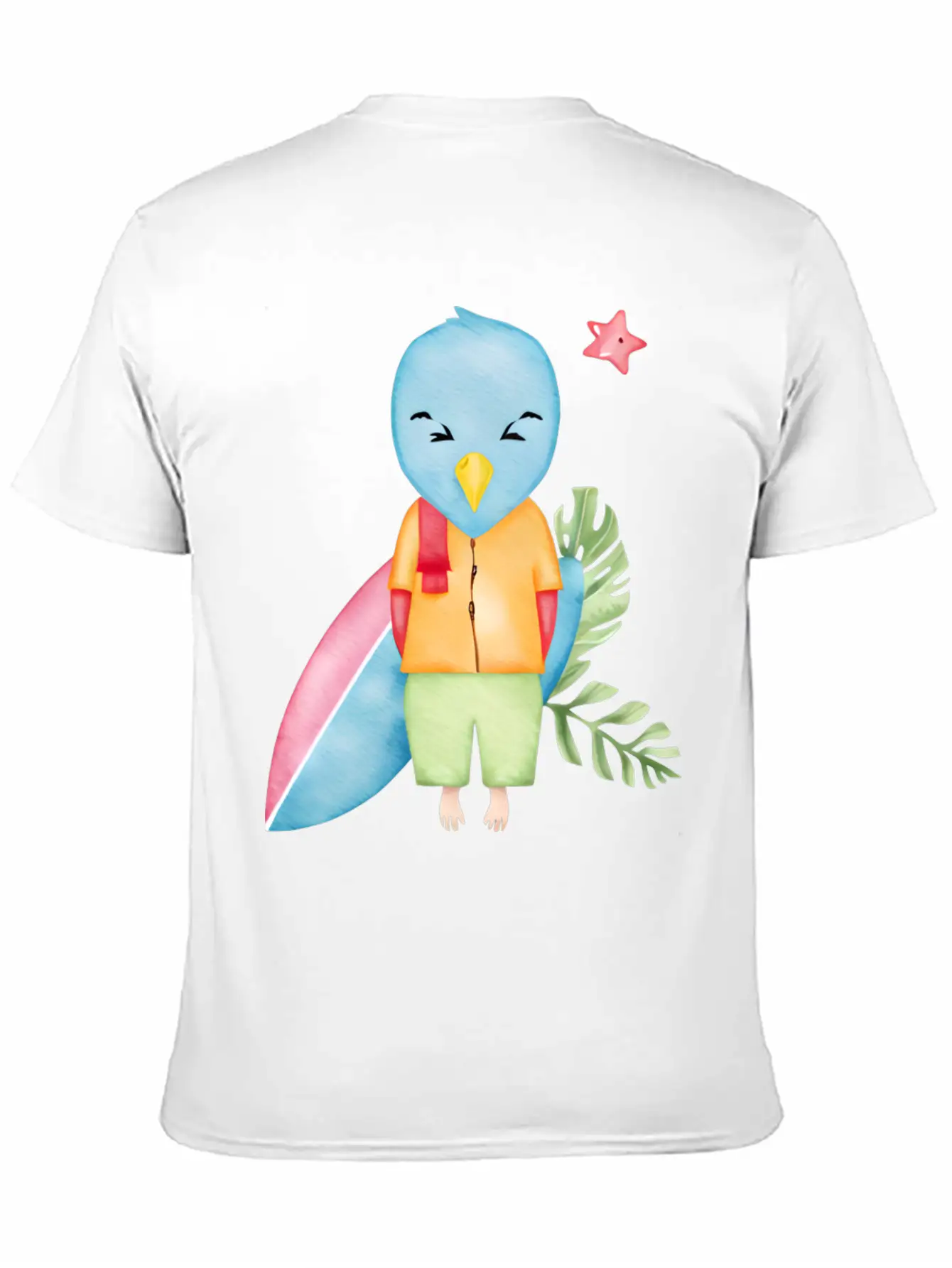 Surfing Blue Bird Watercolor Stylish Everyday T-Shirt – Unisex Basic Cotton Tee